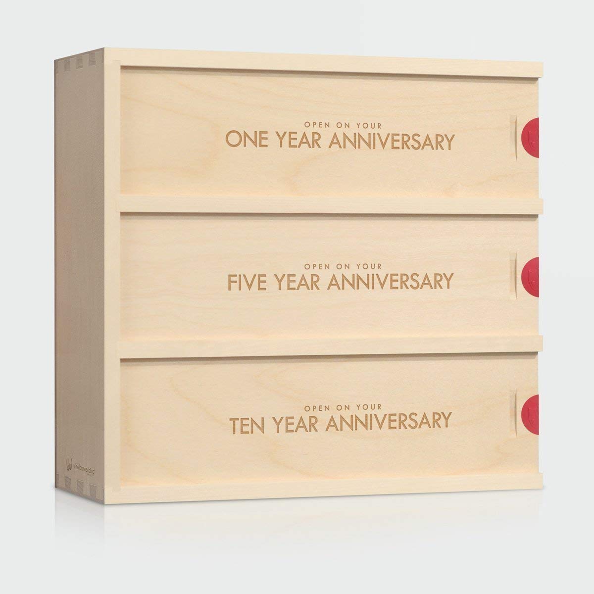 Anniversary Wine Box - Classic Trio Gift Set for Couples | Elegant Wooden Wine Carrier with 3 Bottles | Perfect for Anniversaries, Weddings & Romantic Celebrations