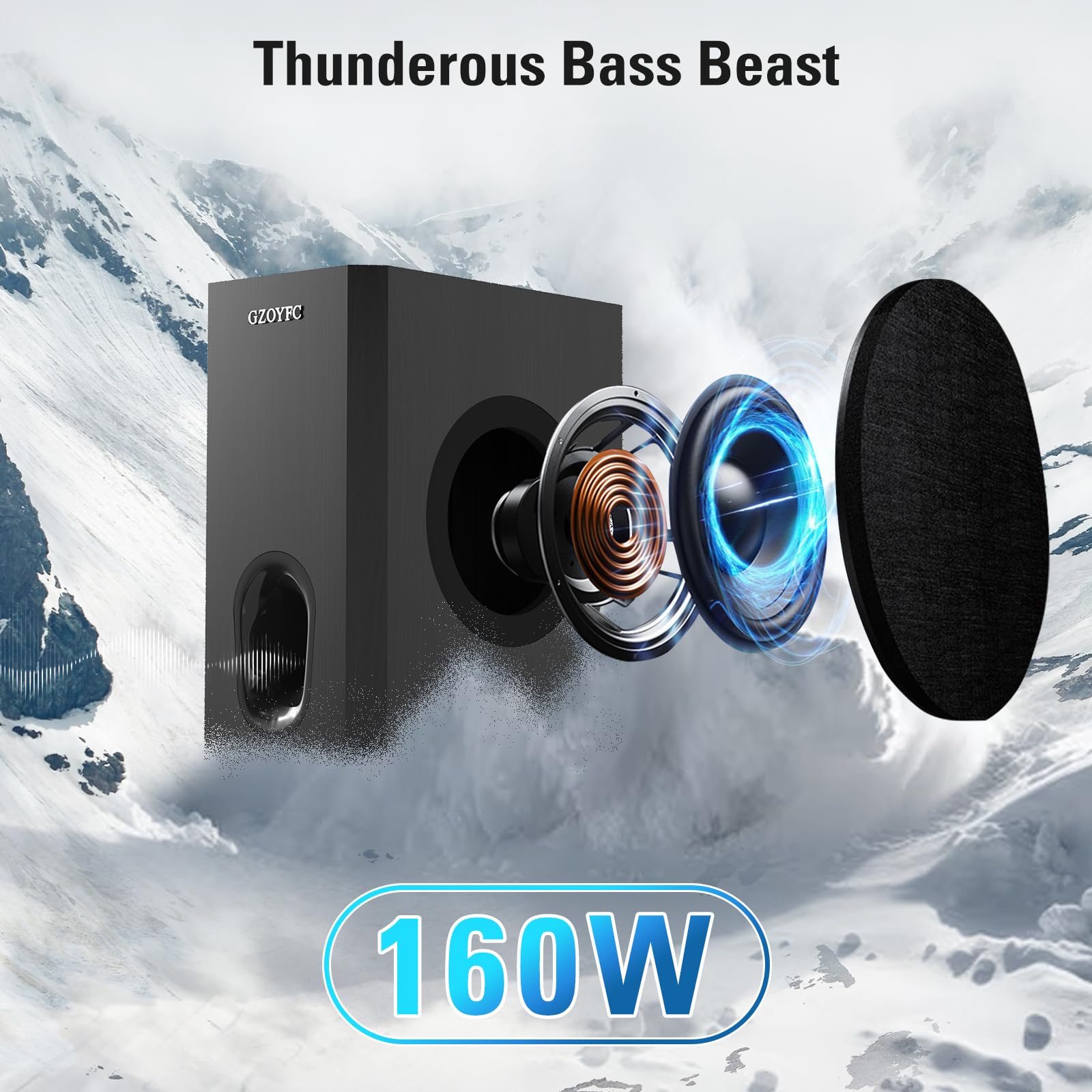 3.1 Channel 160W Sound Bar with Wireless Subwoofer - 5.0 Bluetooth Soundbar for Smart TV with Bass Reflex Technology | HDMI-ARC/Optical/AUX Connectivity | Easy Setup for Home Theater, Gaming & Movie Nights - Crystal Clear Audio for Living Room & Home Office Use
