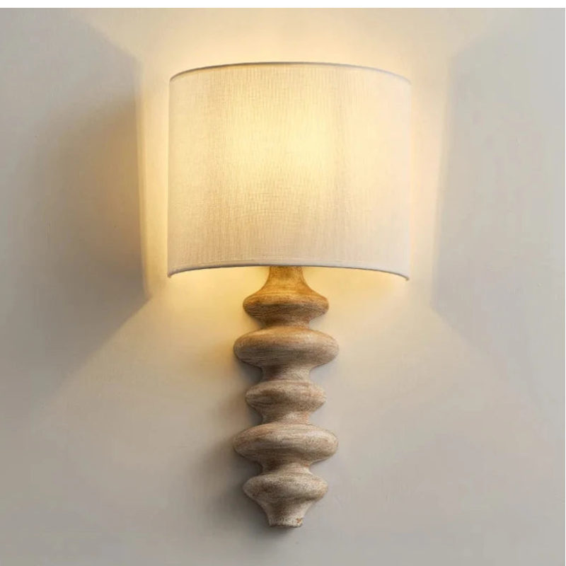Modern Wood Spiral Wall Lamp - Handcrafted Nordic Style LED Sconce Light for Bedroom, Living Room & Hallway Decor - Energy Efficient Ambient Lighting