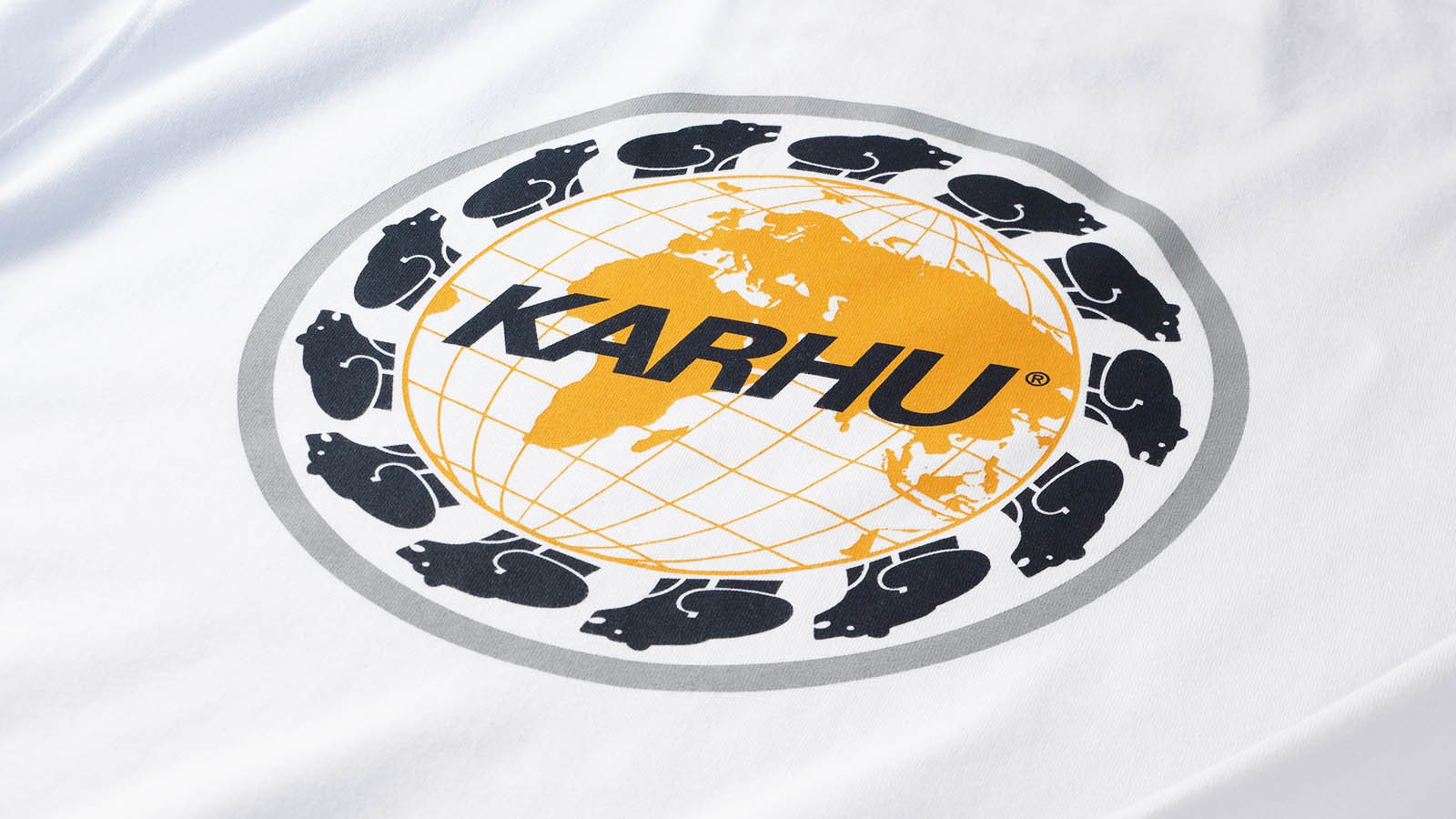 KARHU Worldwide T-Shirt - White & India Ink | Stylish Unisex Graphic Tee for Casual Wear & Street Fashion