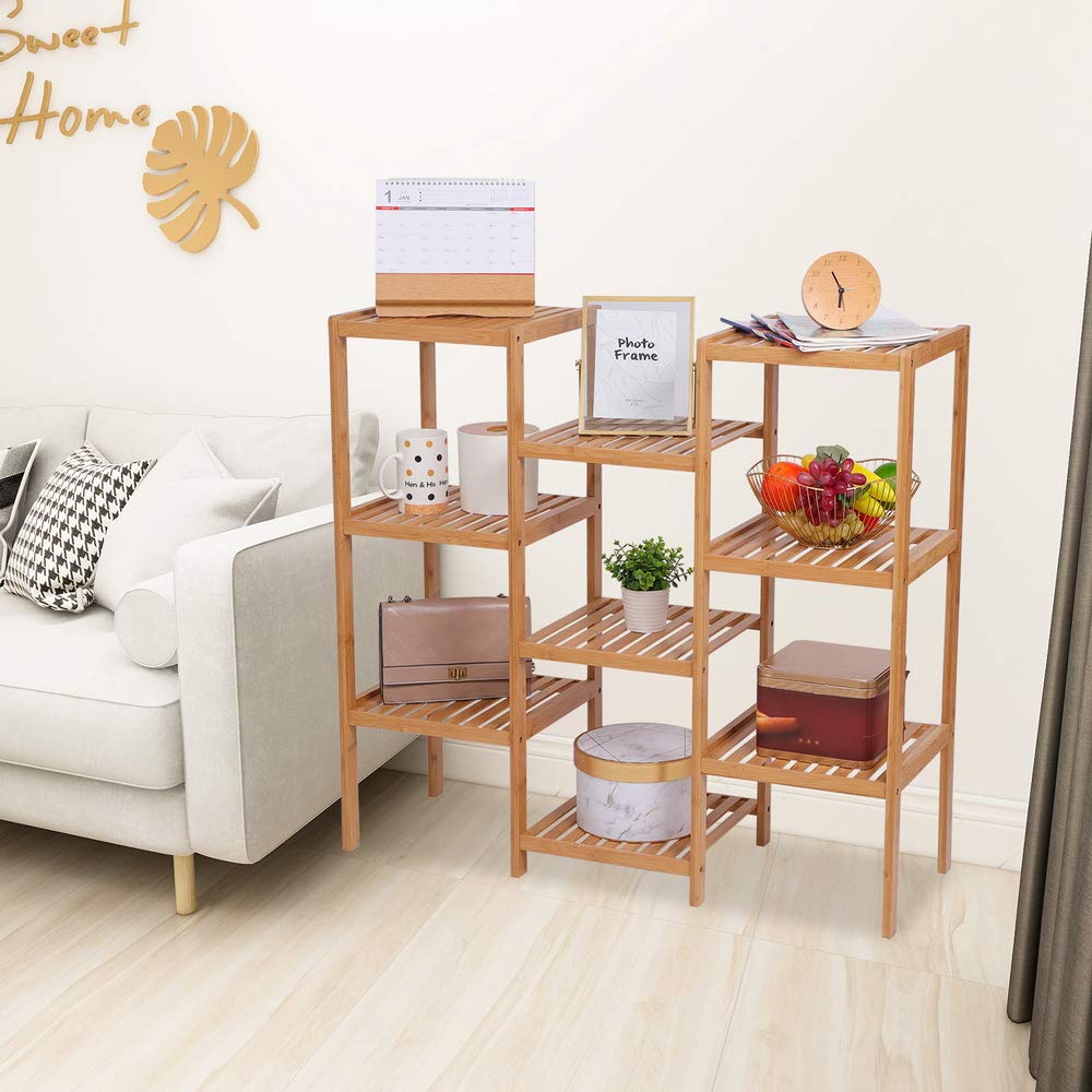 Premium 9-Tier Bamboo Plant Stand - Heavy Duty 100% Natural Bamboo Shelf for Indoor/Outdoor Plants, Flowers & Decor (96x90x33cm) - Perfect for Balcony, Garden, Living Room & Office Organization