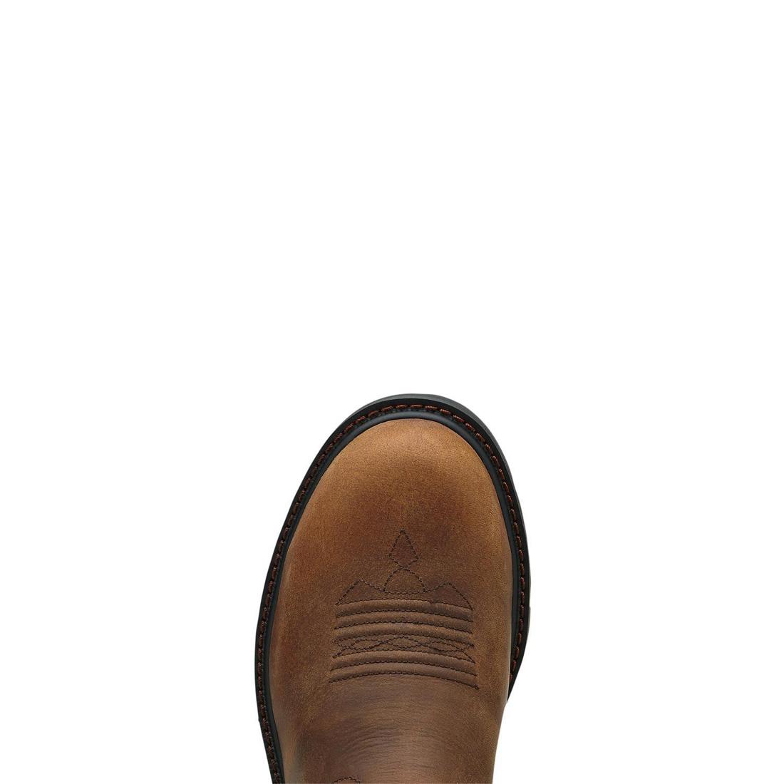 Groundbreaker Steel Toe Work Boots for Men - Brown Safety Shoes with Slip Resistant & Electrical Hazard Protection - Perfect for Construction, Warehouse & Industrial Work
