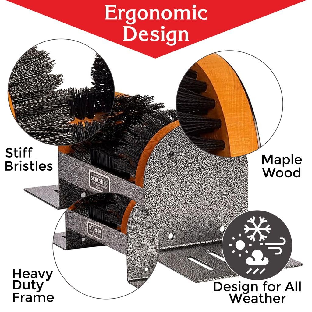 Big Boot Cleaner - Heavy Duty Extra Wide Shoe & Boot Brush with Weather Resistant Steel Frame | Made in USA | Ideal for Hiking, Farming & Outdoor Work