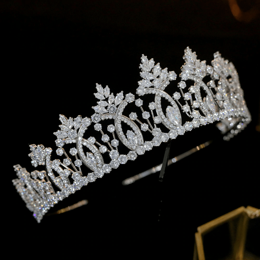 Luxury Simulated Diamond Tiara for Women - Elegant Caroline Style Crystal Bridal Crown for Weddings, Prom & Special Occasions