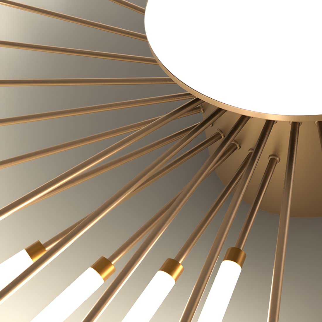 Linear Modern Sputnik Chandelier - Gold Acrylic Starburst Ceiling Light Fixture for Dining Room & Living Room | 20+1 Natural Light Bulbs | Perfect for Mid-Century Modern Home Decor