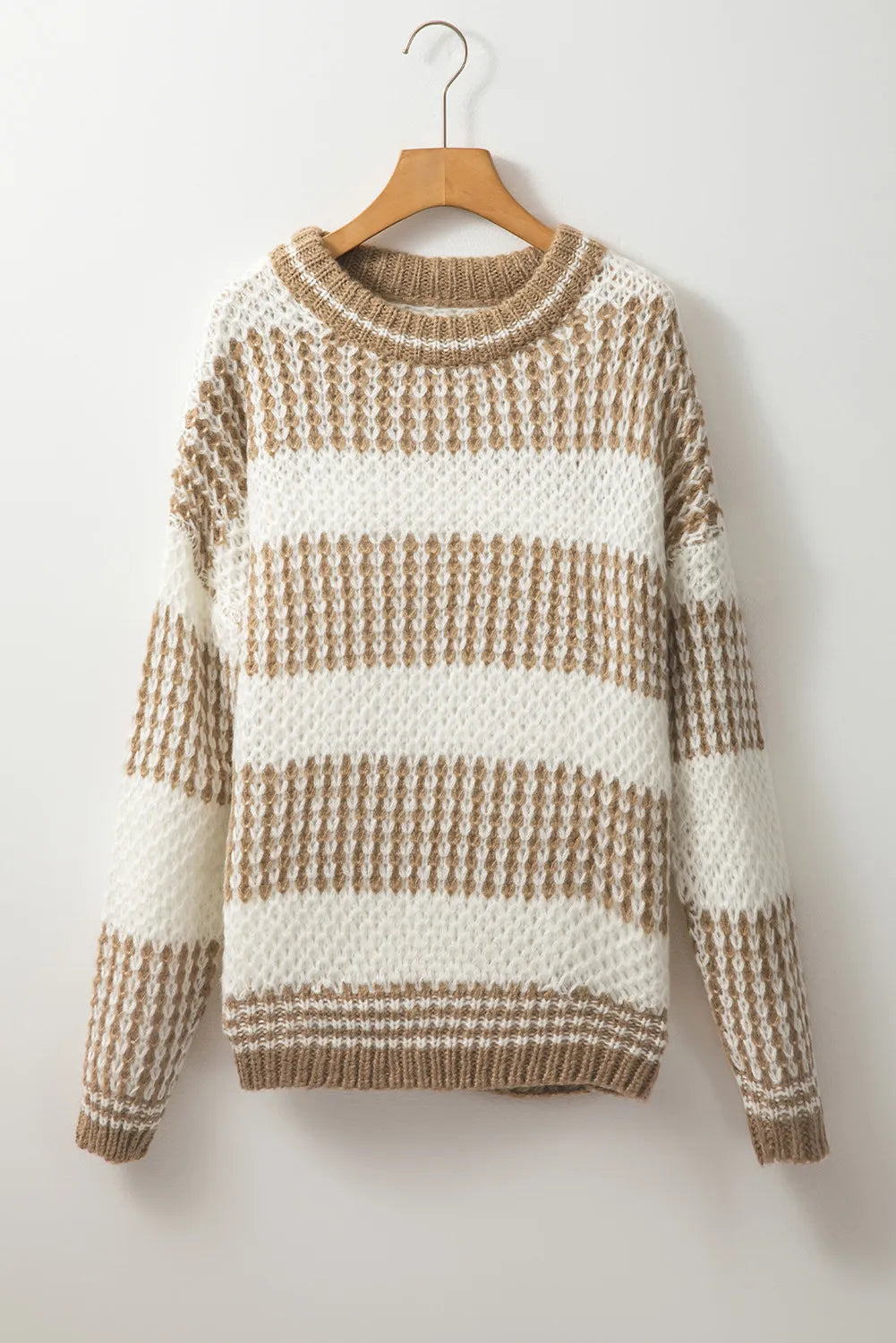 Color Block Round Neck Drop Shoulder Sweater Women's Casual Knit Pullover for Fall & Winter Fashion | Cozy Office Wear & Weekend Outfits