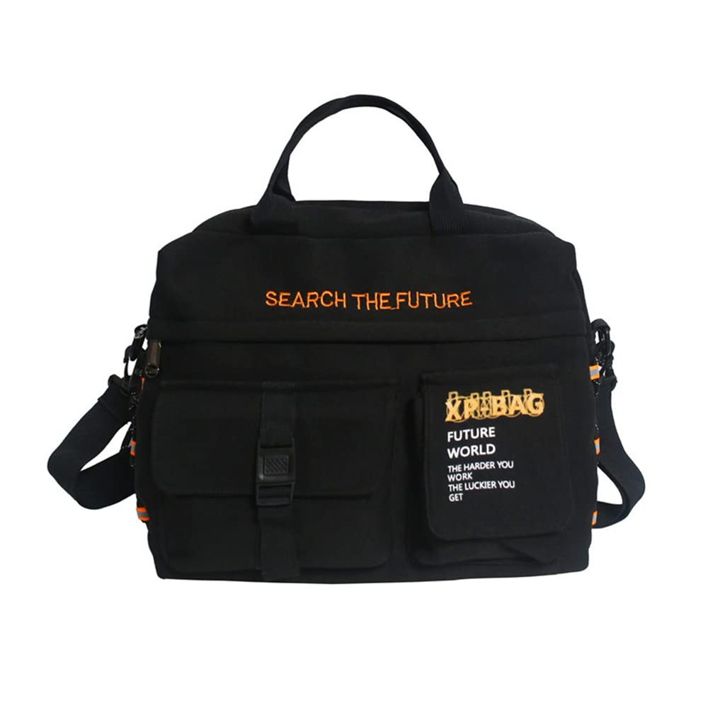 Personalized Black Luminous Zipper Messenger Bag - Crossbody Shoulder Bag for School & Laptop - Unisex Fashion Accessory for Men & Women | Perfect for Work, Travel & Daily Commute