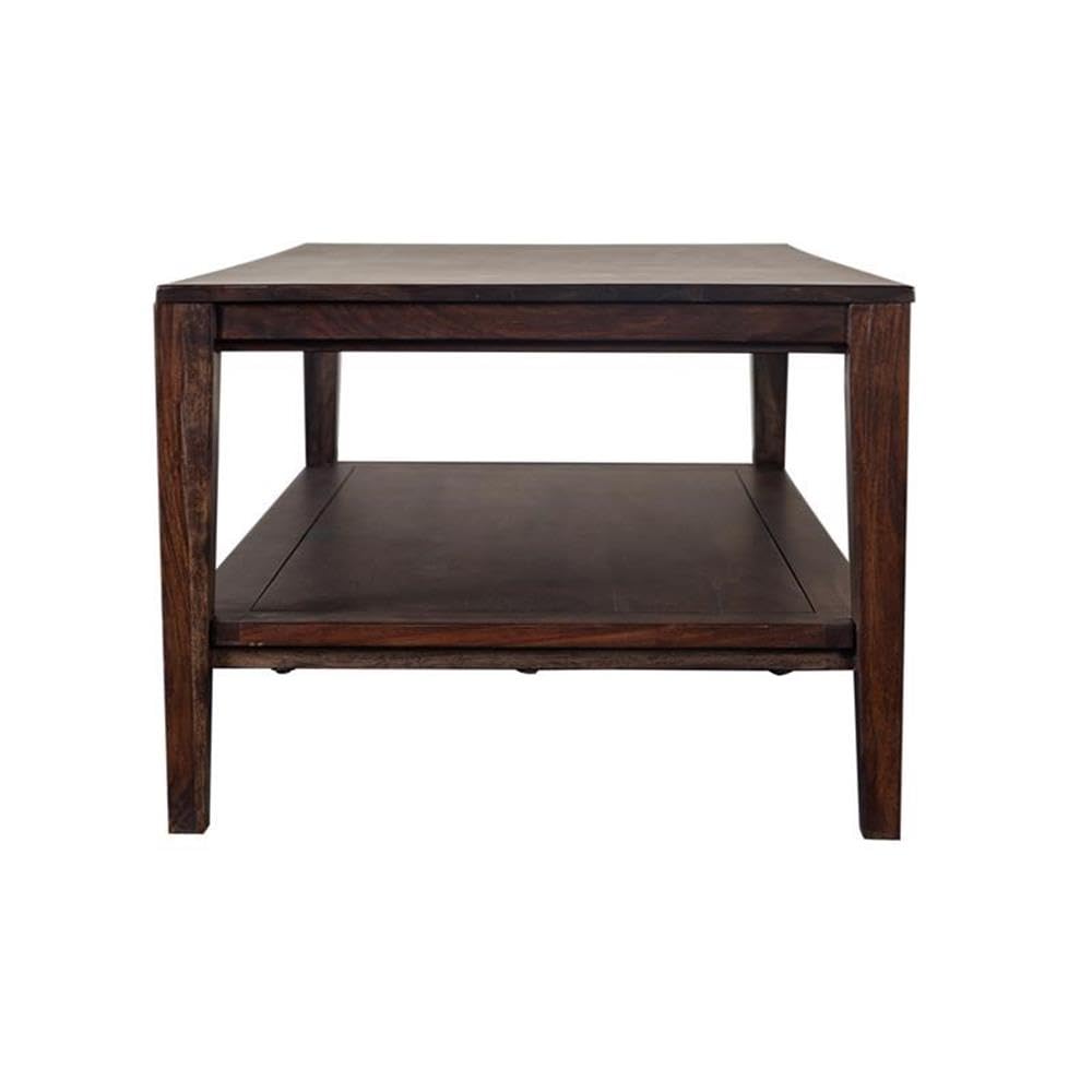 Solid Sheesham Wood Coffee Table - Modern Gray Finish | Handcrafted Wooden Coffee Table for Living Room, Lounge & Office | Durable & Stylish Home Decor