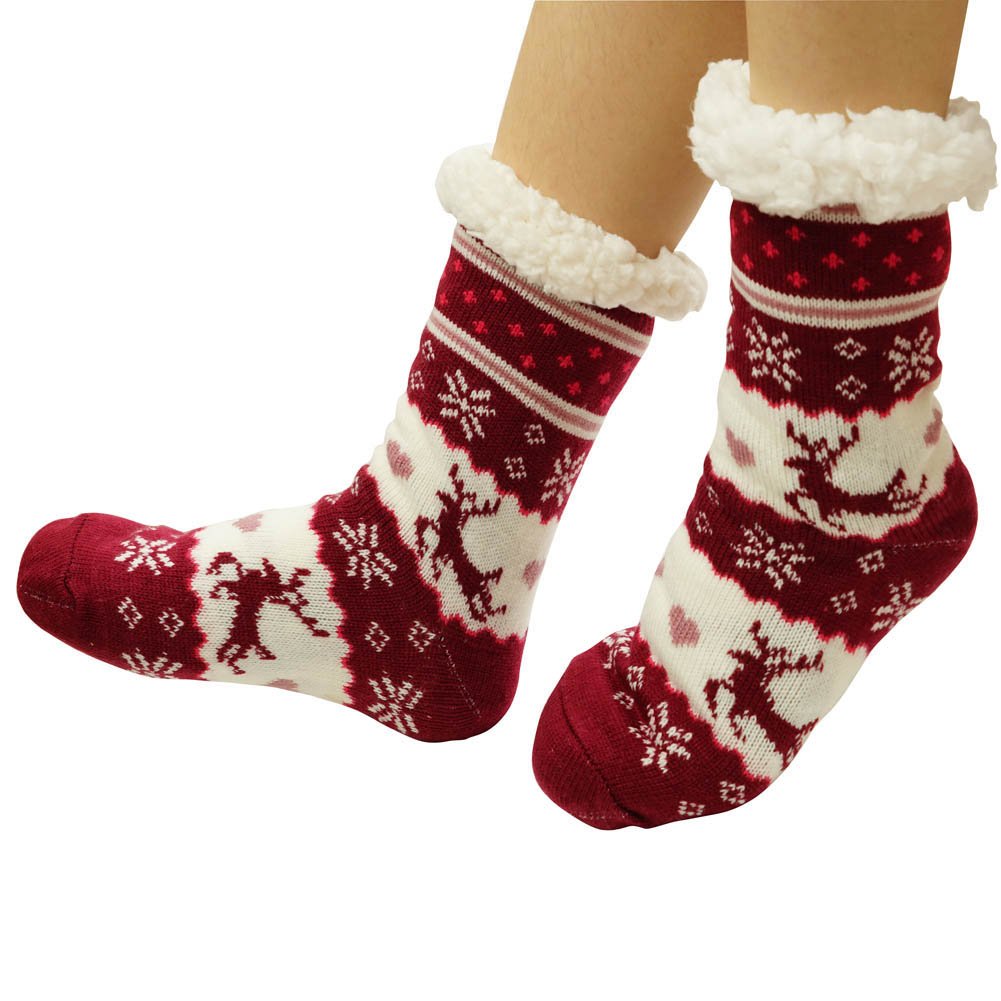 MaxNova Women's Winter Warm Cozy Fuzzy Fleece Slipper Socks - Soft Indoor House Shoes for Christmas Gift & Cold Weather Comfort at Home