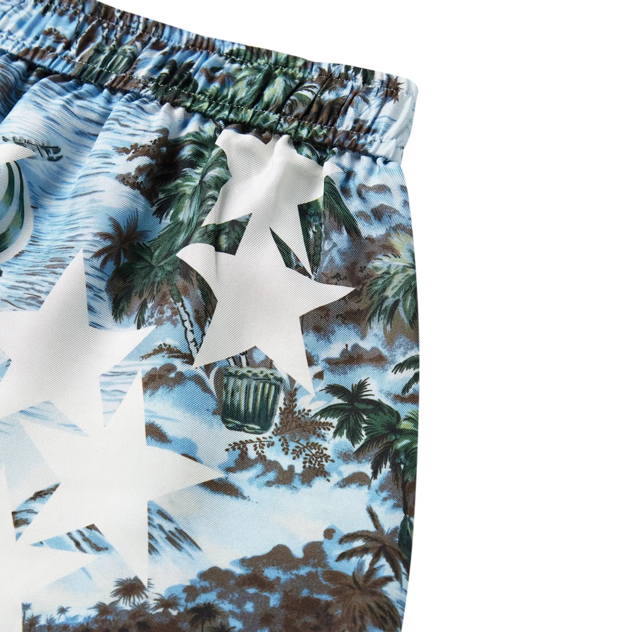 Amiri Tropical Star Blue Swim Shorts for Men - Quick-Dry Beach Swimwear with UPF Protection - Perfect for Pool, Vacation & Summer Activities