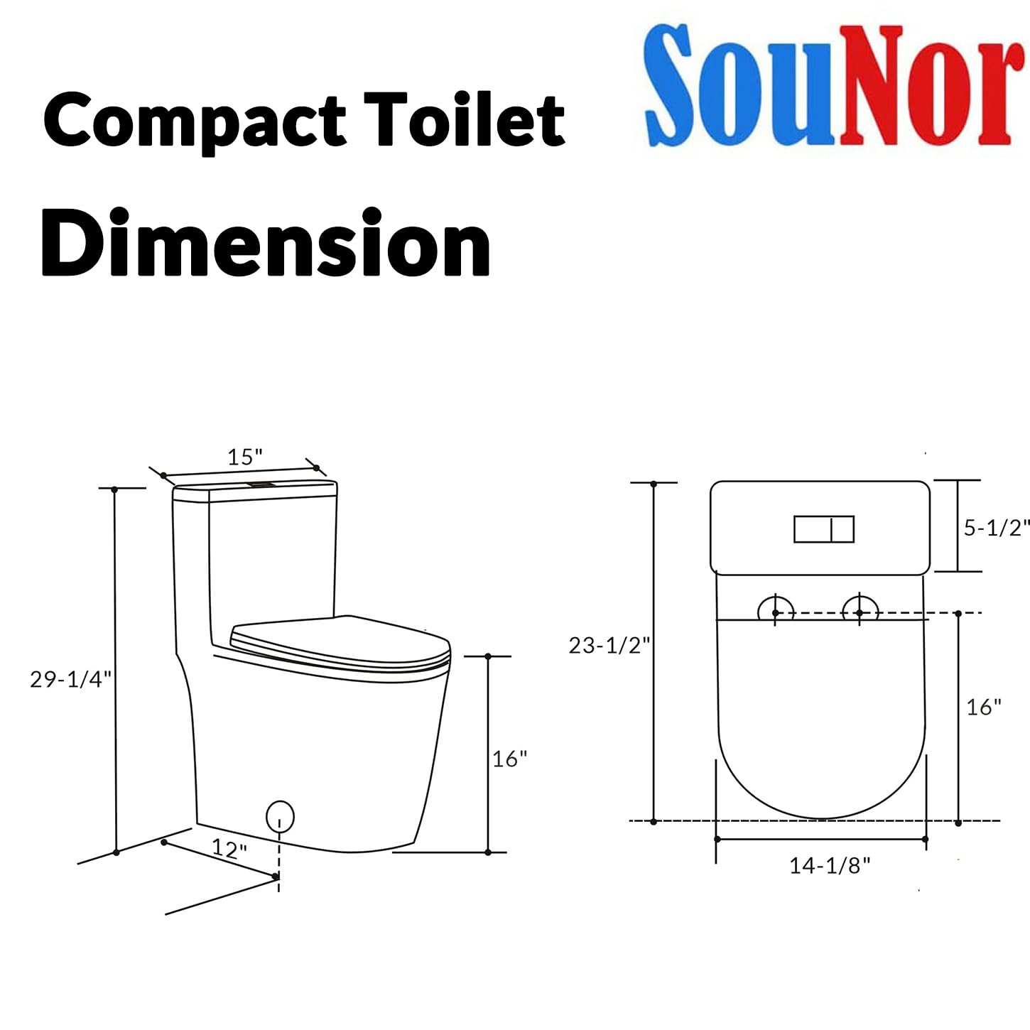 Sounor Round Compact One-Piece Toilet - 12