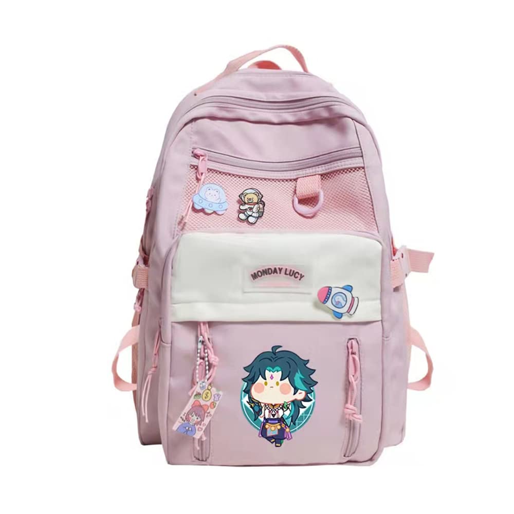 Genshin Impact Xiao Anime Backpack - Stylish Cosplay School Bag for Students, Travel & Laptop Use - Perfect Gift for Gamers & Anime Fans (Ideal for School, Work, Travel & Conventions)