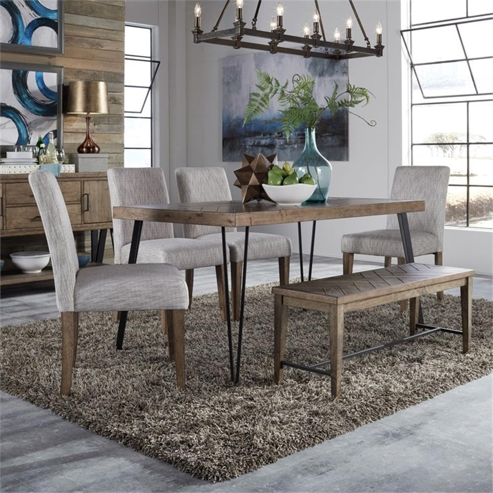 Liberty Furniture Horizons Light Brown 6-Piece Rectangular Dining Table Set with Chairs - Perfect for Kitchen, Dining Room & Small Space Gatherings