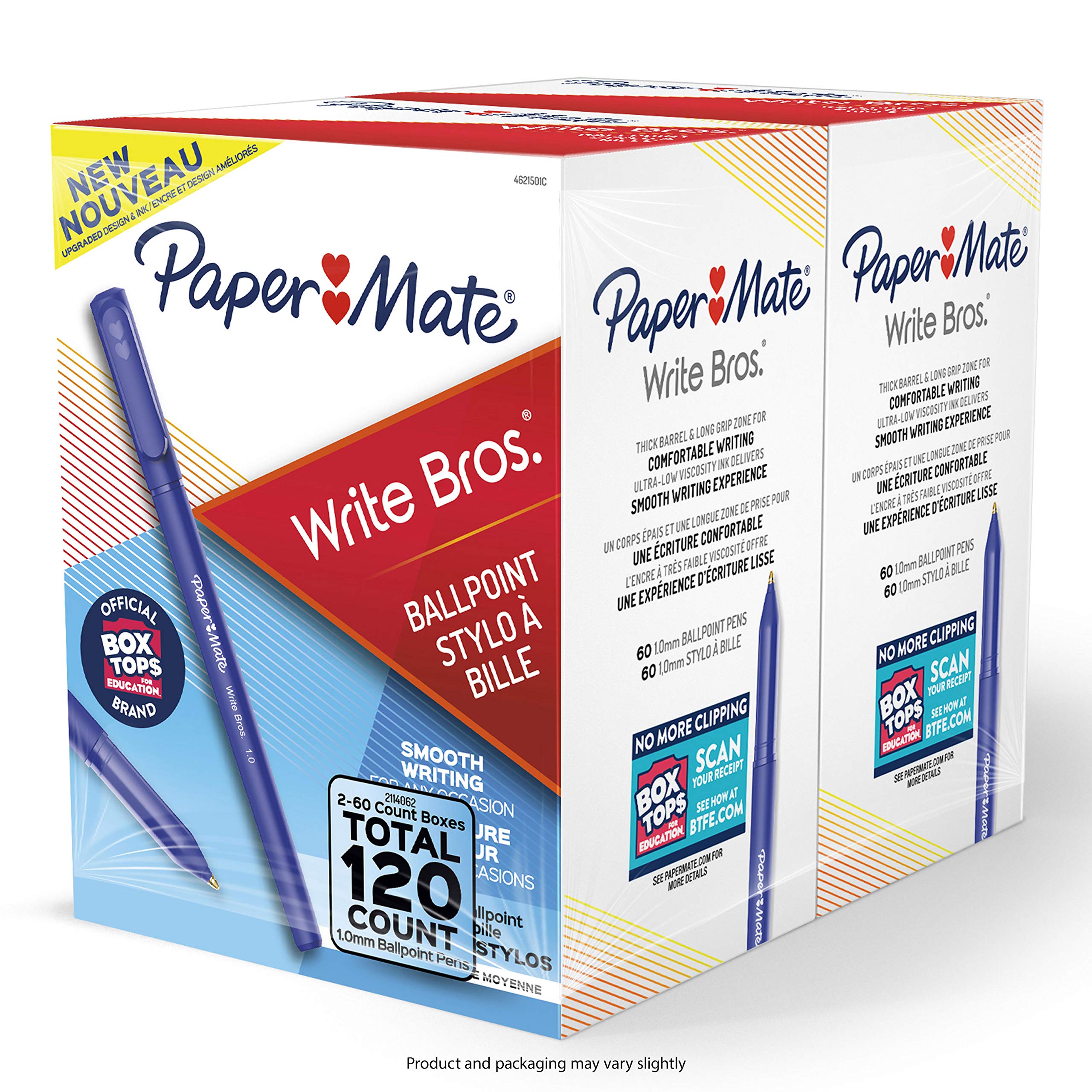 Paper Mate Ballpoint Pens - Write Bros. Medium Point (1.0mm) Blue Ink Pens, 120 Count Bulk Pack for Office, School & Home Use