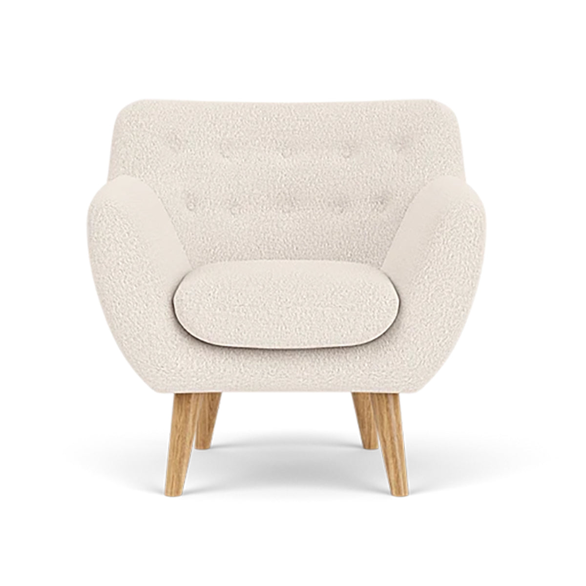 Anne Boucle Armchair - Modern Velvet Upholstered Accent Chair for Living Room, Bedroom, or Office - Stylish & Comfortable Seating with Solid Wood Legs