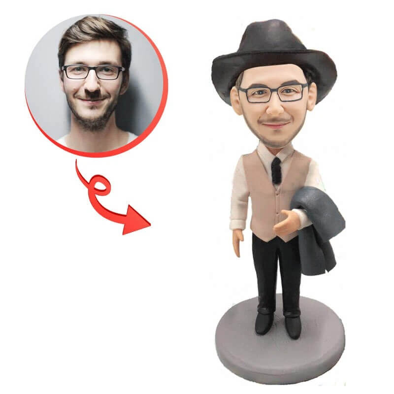 Custom Handheld Jacket Bobblehead - Personalized Car Dashboard Decor, Office Desk Toy & Unique Gift for Sports Fans & Collectors
