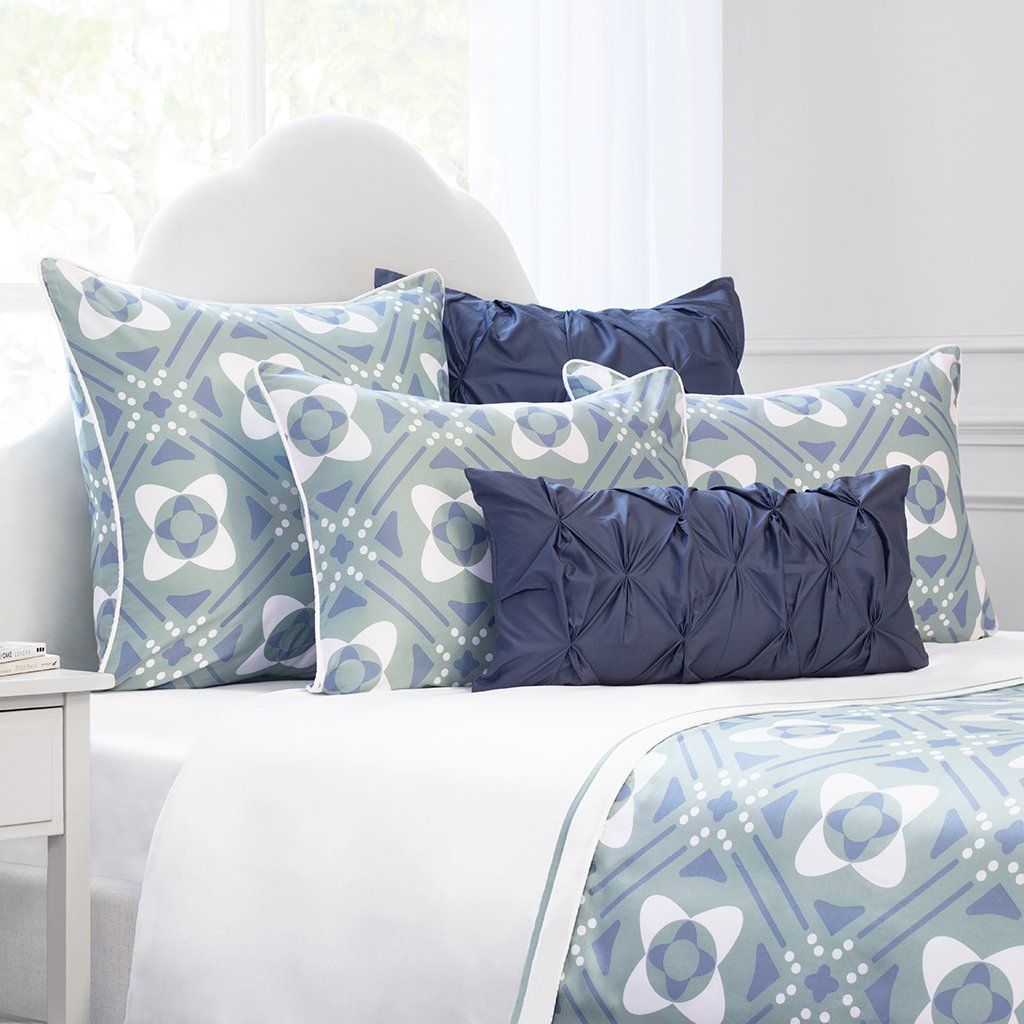 Slate Blue Pintuck Throw Pillow - Soft Decorative Cushion for Sofa, Bed & Living Room - Perfect for Home Decor, Cozy Comfort & Stylish Accents