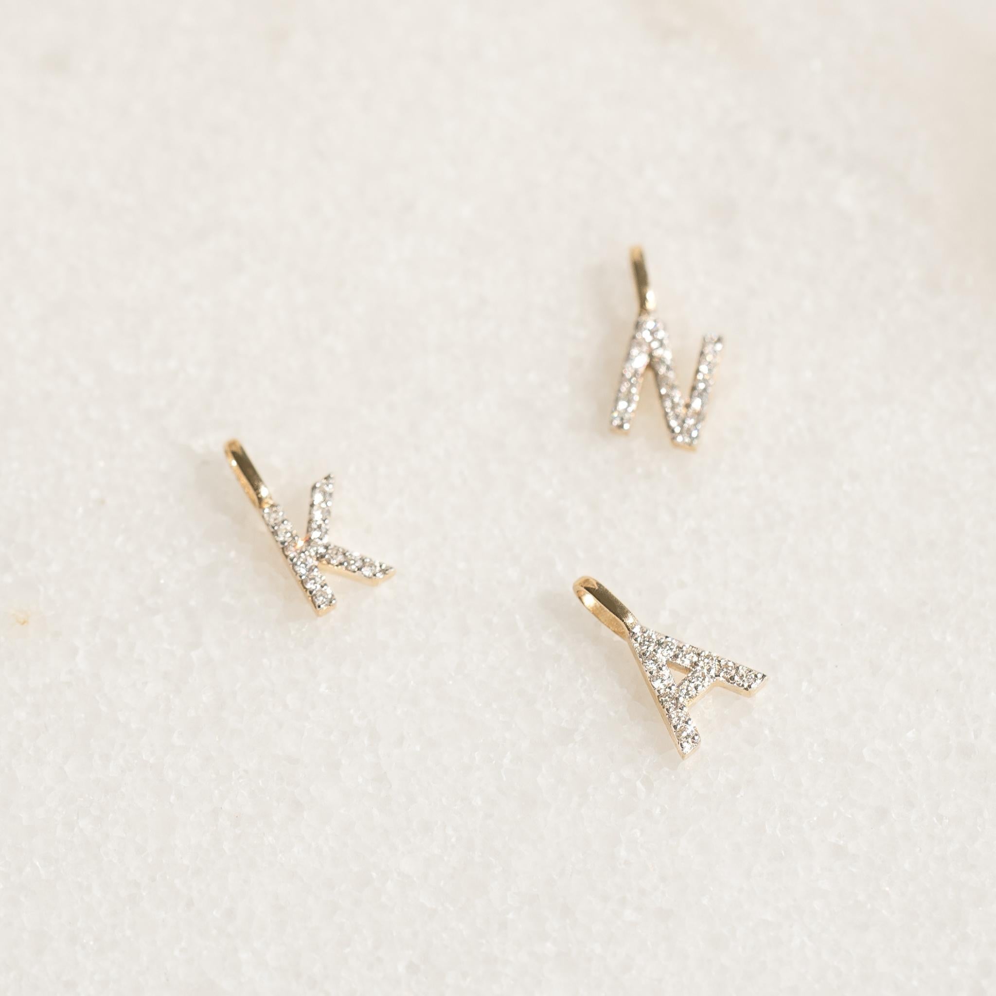 14K Gold Diamond Initial Pendant Necklace - Personalized Name Letter Jewelry Gift for Women - Perfect for Birthdays, Anniversaries & Special Occasions