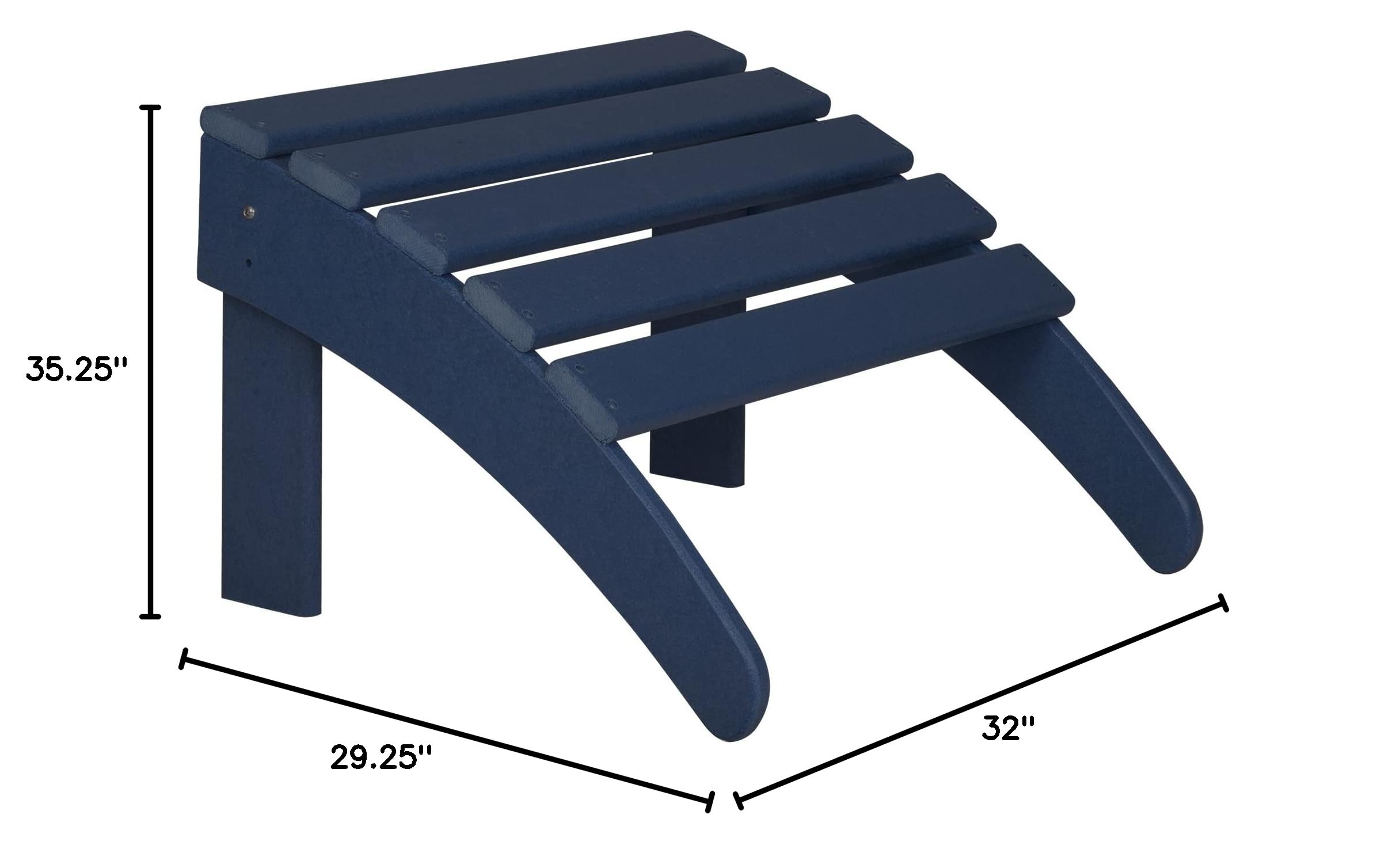 Premium WO Home Adirondack Chair & Ottoman Set - 2-Piece Classic Outdoor Patio Furniture in Navy Blue - Perfect for Backyard, Garden, Poolside & Deck Relaxation