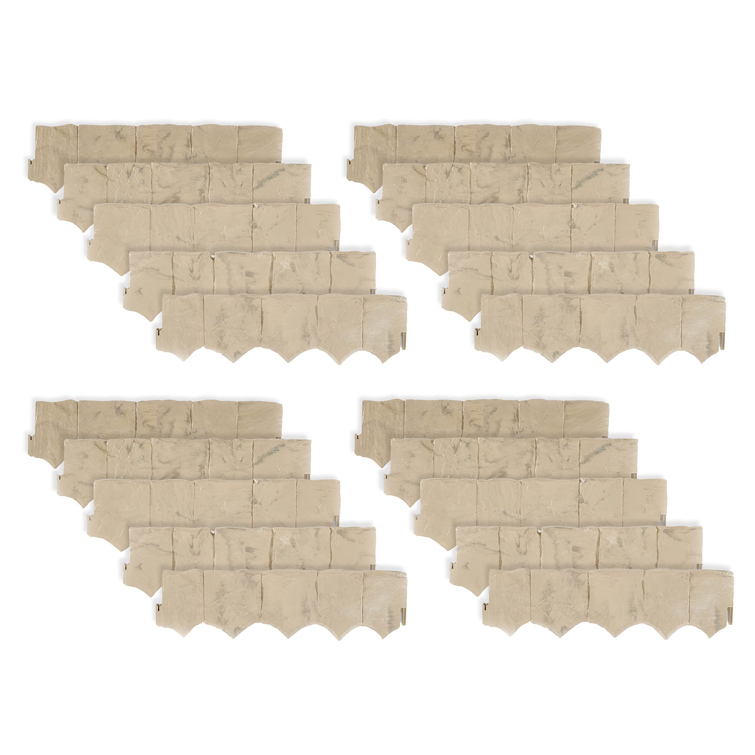 Suncast Quick Edge Plastic Landscape Edging - 20 Pack of Decorative Rock Design Borders for Patios, Gardens & Outdoor Landscaping | Durable Multipurpose Edging for Yard, Flower Beds & Walkways