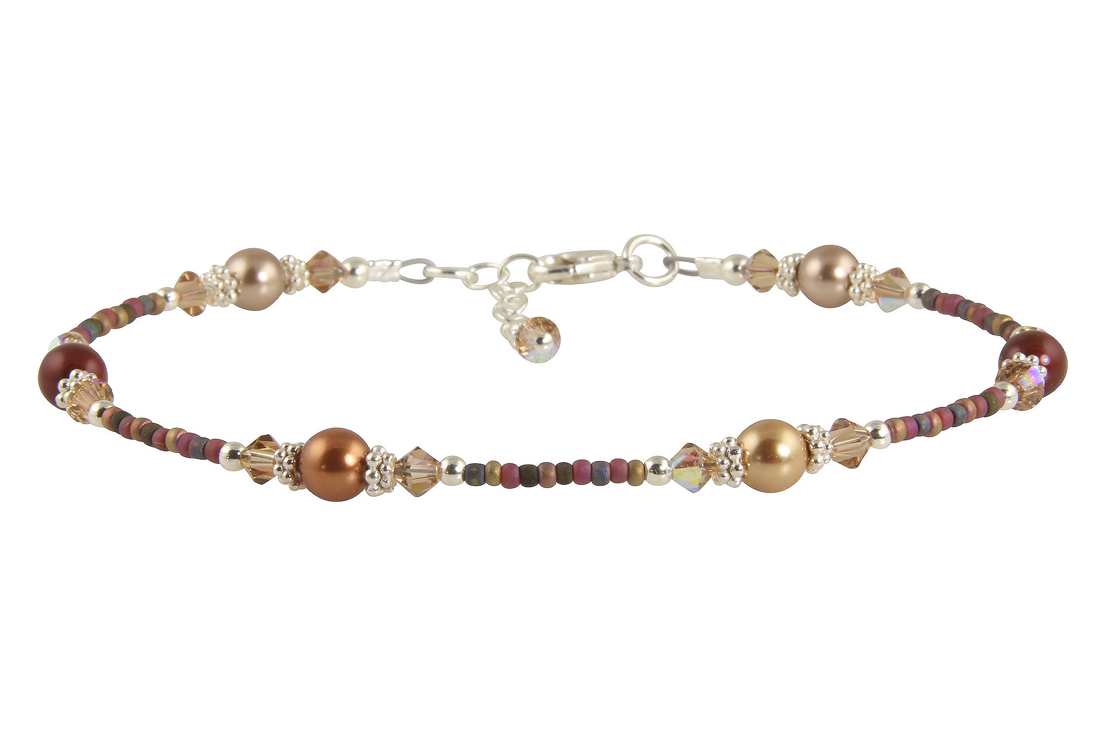 Elegant Autumn Brown Pearl Beaded Anklet for Women - Boho Chic Ankle Bracelet Jewelry - Perfect for Beach, Wedding & Summer Outfits