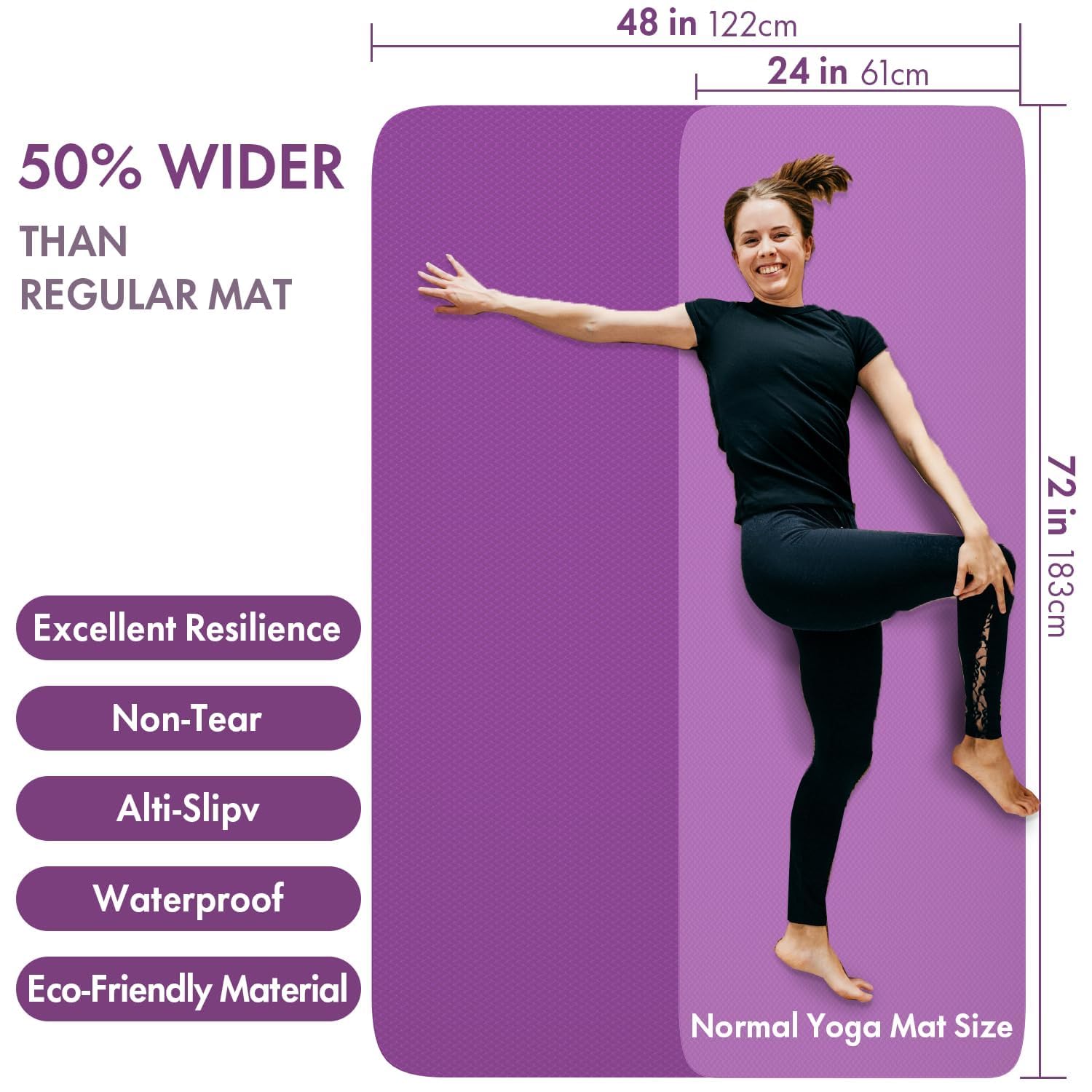 FrenzyBird Extra Large Yoga Mat 6'x4' (72
