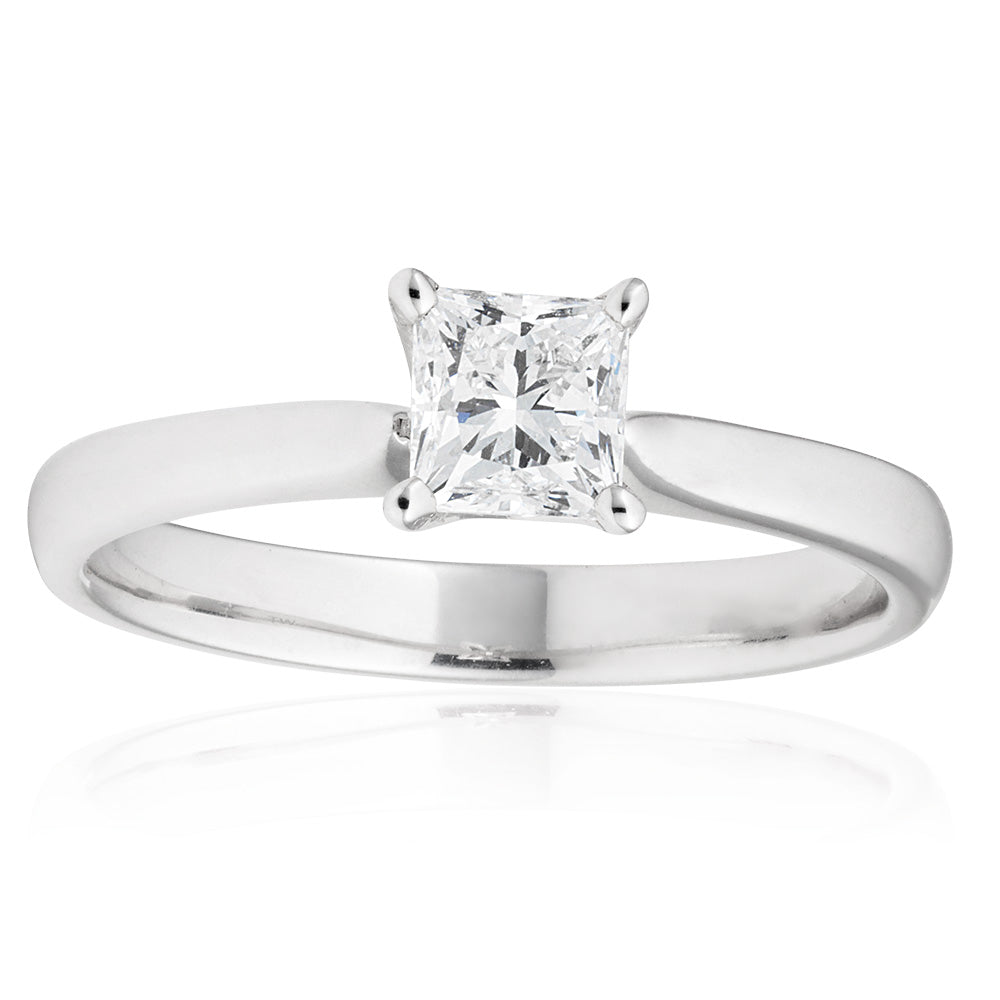 18ct White Gold 'Leona' Solitaire Ring With 0.7 Carat Certified Diamond - Elegant Engagement & Wedding Jewelry for Women