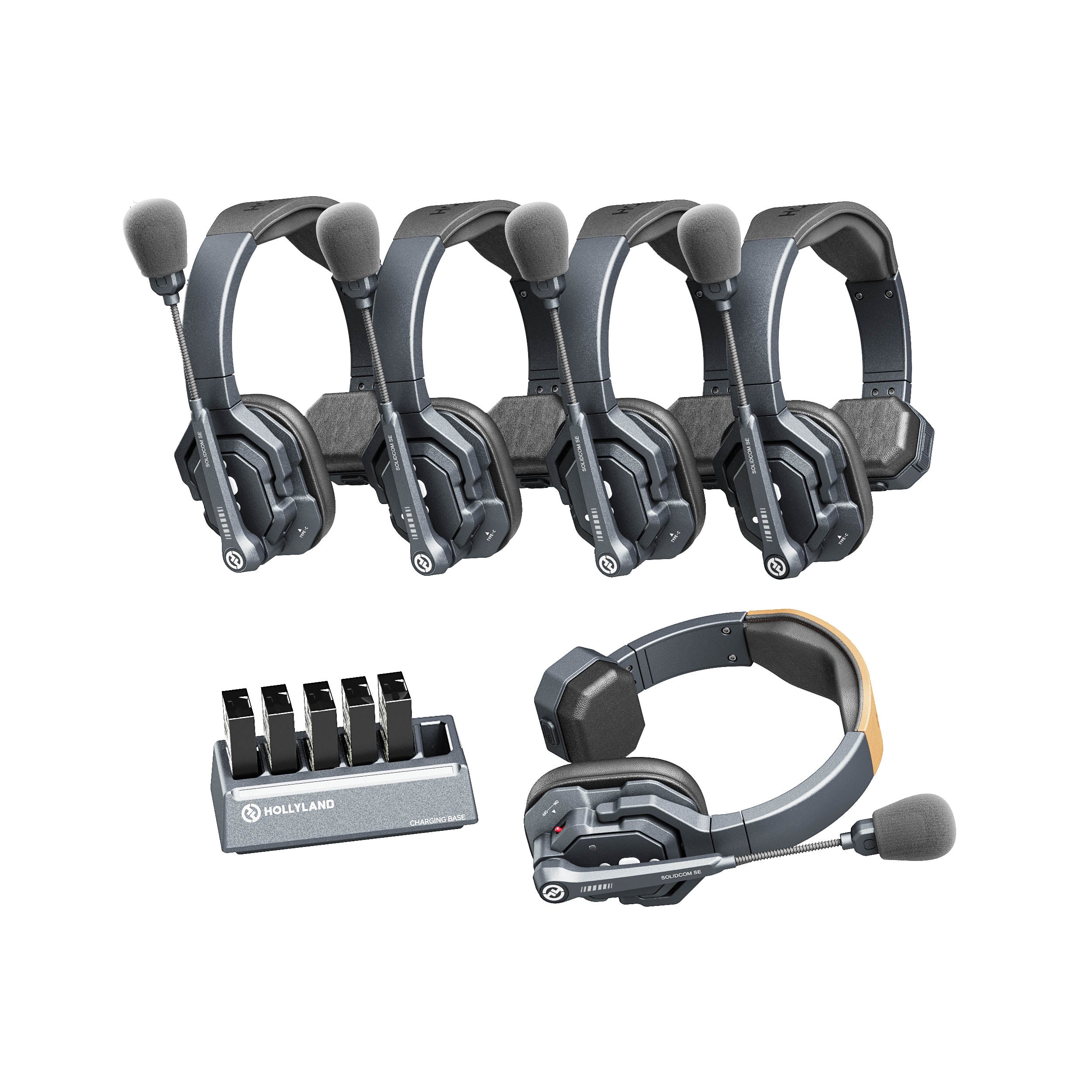 Solidcom SE 5S 5-Person Wireless Intercom System with Noise Cancelling Headsets - Perfect for Construction Sites, Warehouses, and Team Communication