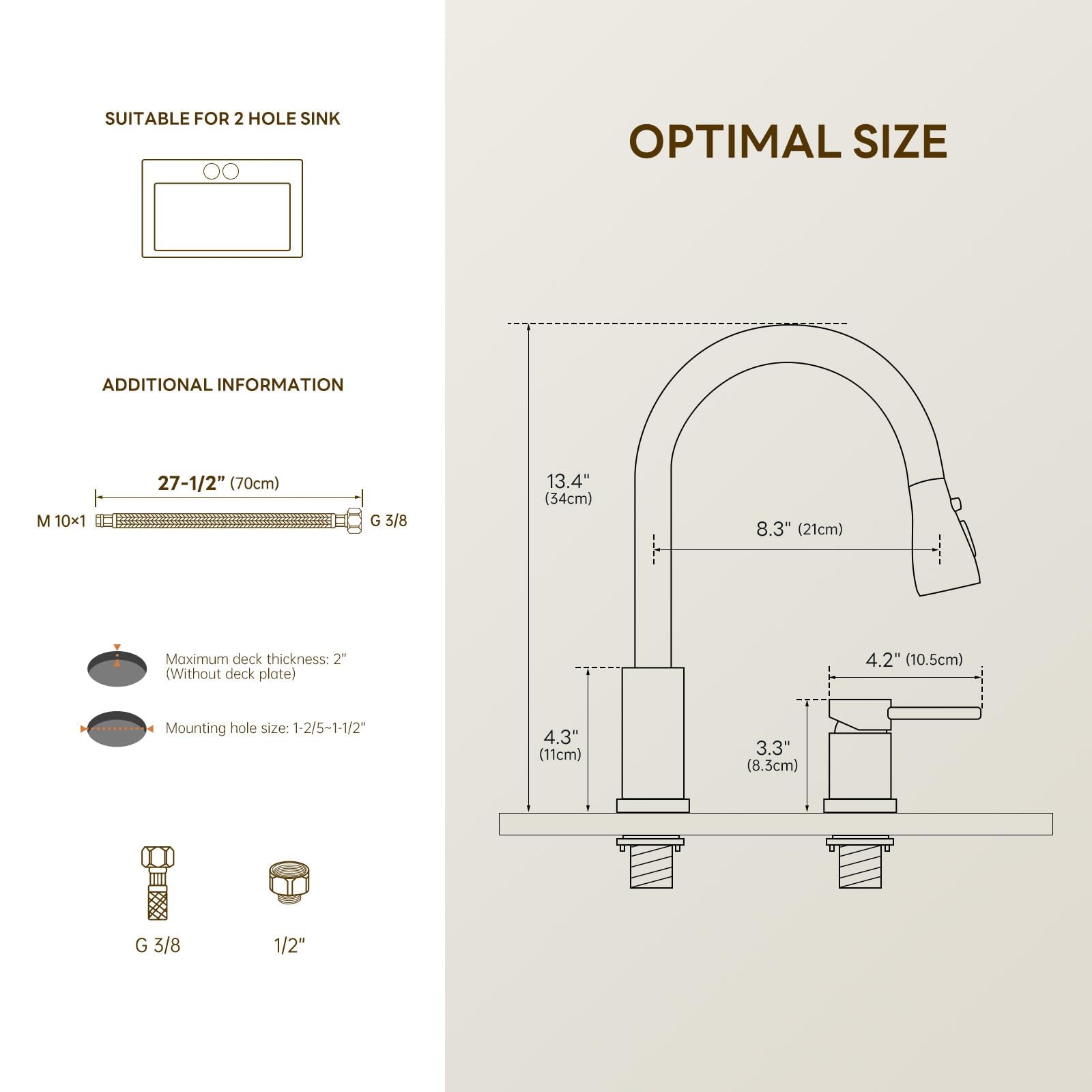 APPASO 2 Hole Kitchen Faucet - Brushed Nickel High Arch Pull Down Sprayer with 3 Modes, Stainless Steel Single Handle Modern Sink Faucet (2 Pack) - Perfect for Residential Kitchens, Restaurants & Commercial Use