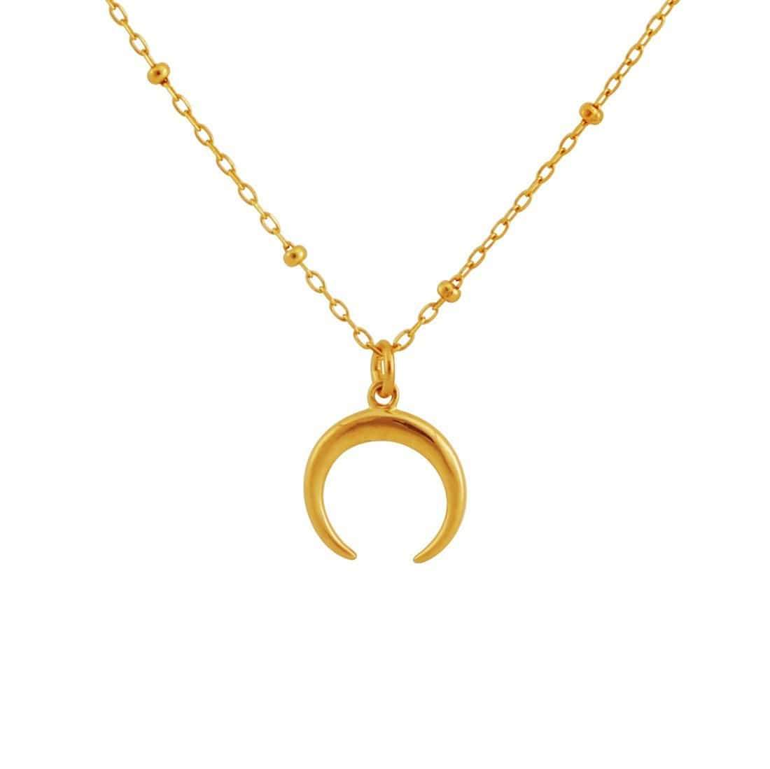 Elegant Petite Moon Illusion Gold Necklace for Women - Dainty Gold Moon Pendant Jewelry - Perfect for Date Night & Special Occasions