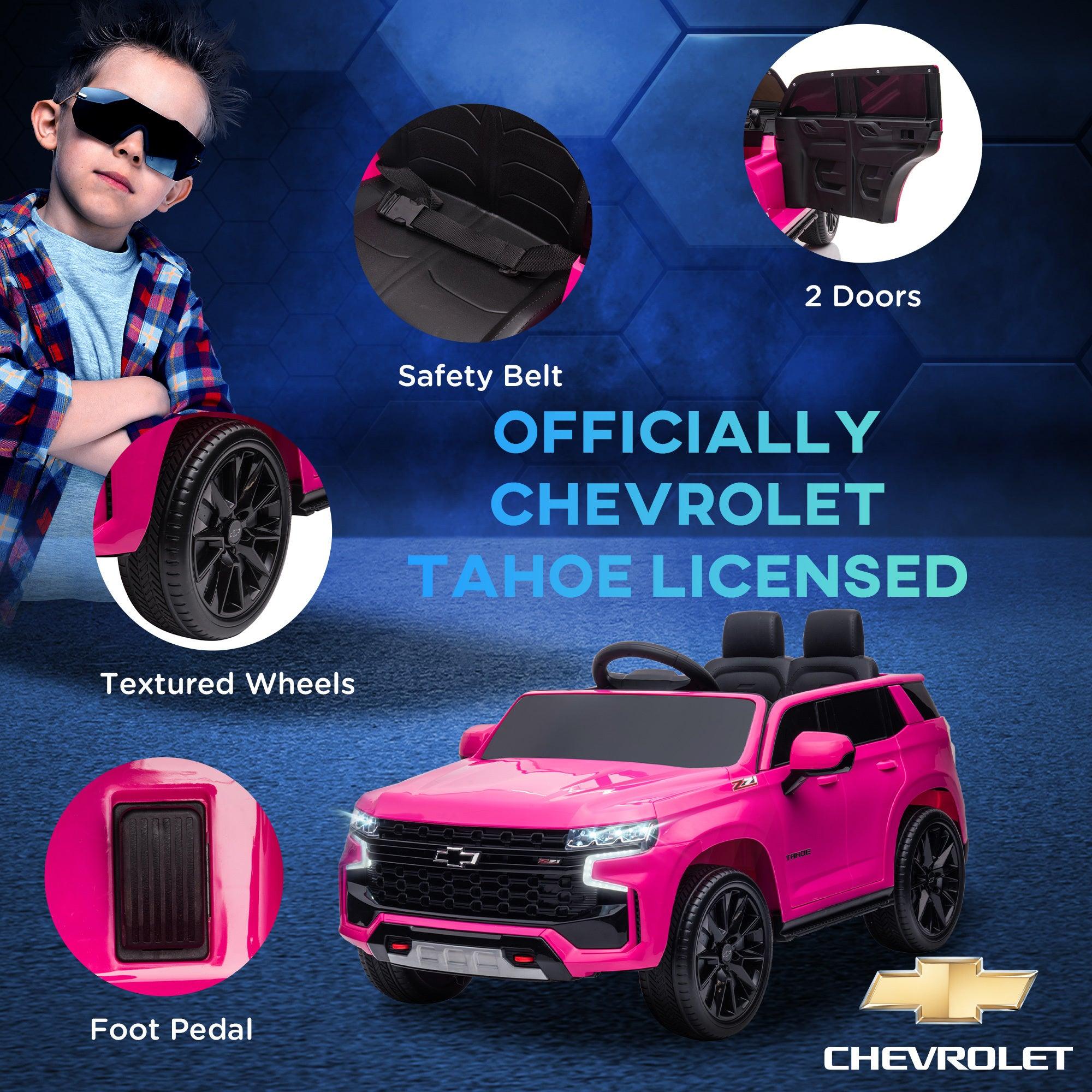 Chevrolet TAHOE Licensed 12V Battery Powered Kids Electric Ride-On Car with Parent Remote Control, Music, Lights & Horn - Pink Electric Vehicle Toy for Boys & Girls Ages 3-6 | Perfect for Birthday Gifts, Outdoor Play & Backyard Fun