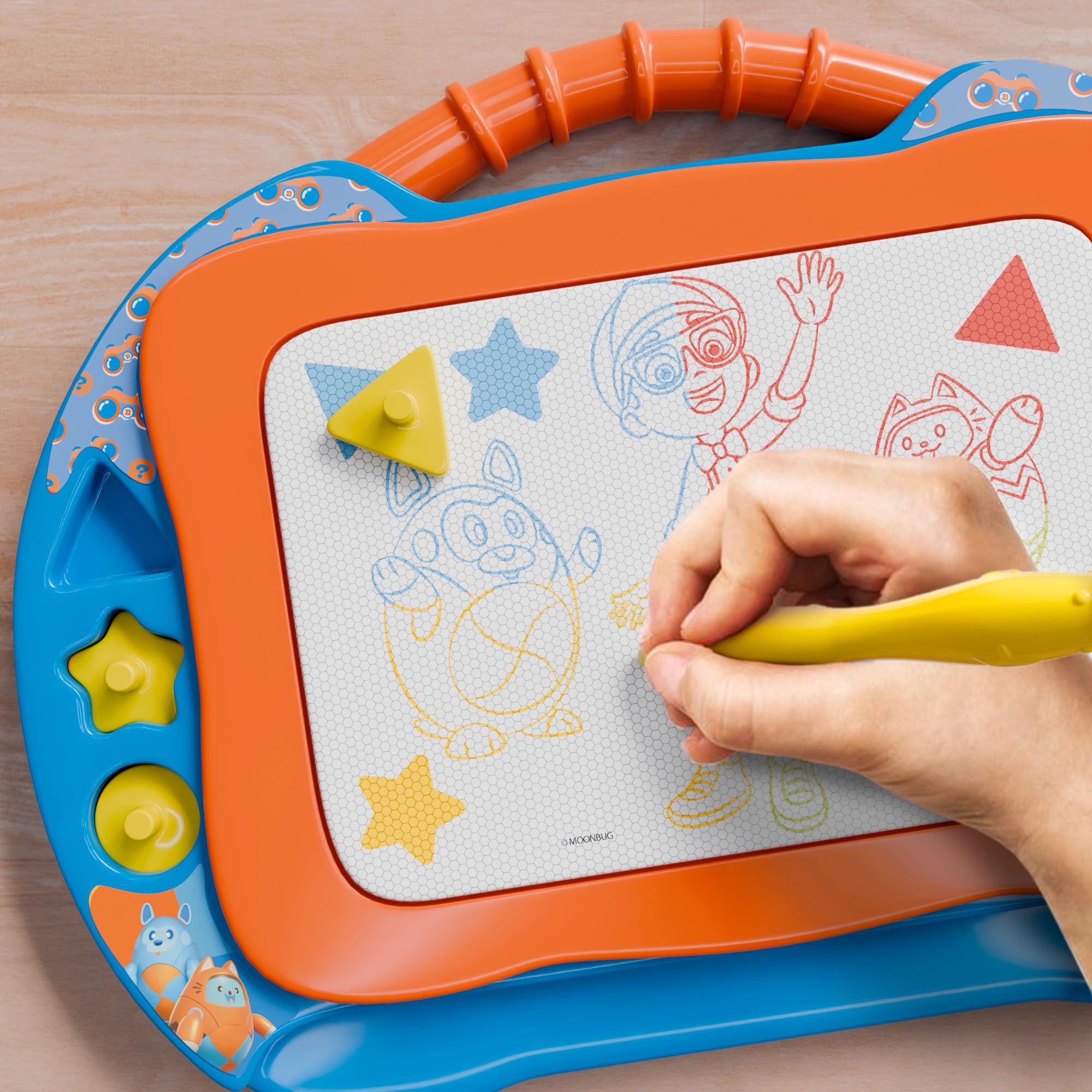 Blippi Magnetic Drawing Board for Kids - LCD Writing Tablet with Stand, Pen & Stamps - Educational Learning Toy for Toddlers 3+ Years - Perfect for Home, Travel & Preschool Activities