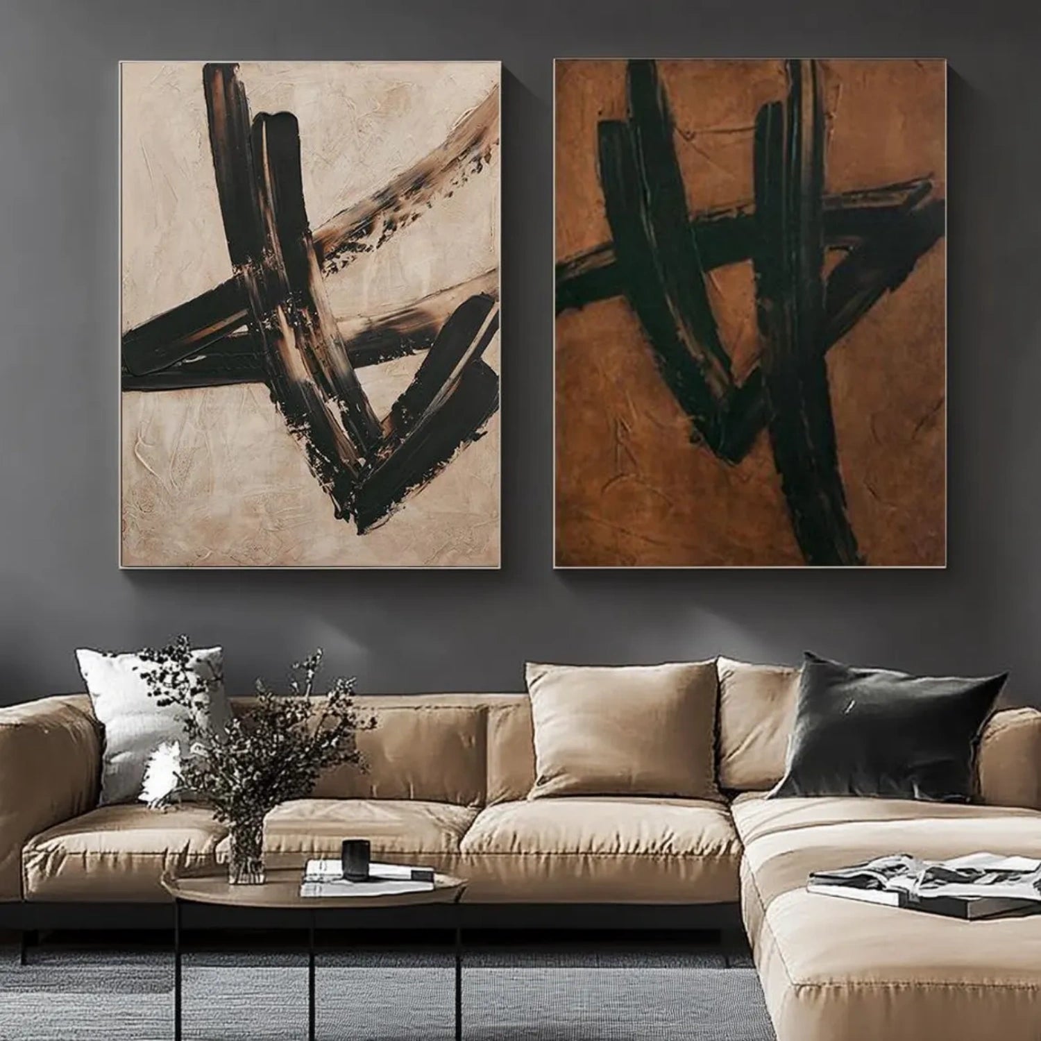Abstract Tranquility Set of 2 Wall Art Paintings - Modern Canvas Prints for Living Room, Bedroom & Office Decor #WS302