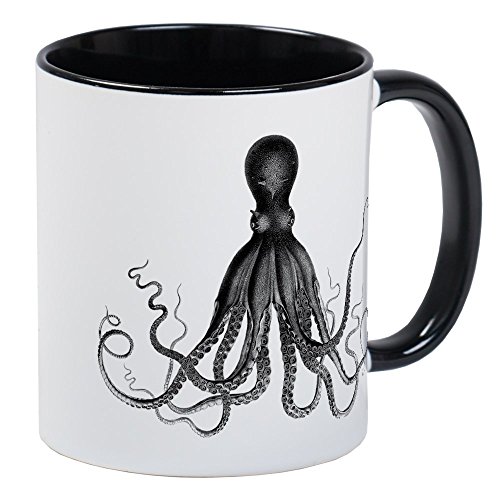 White/Black Inside - Vintage Octopus Mugs