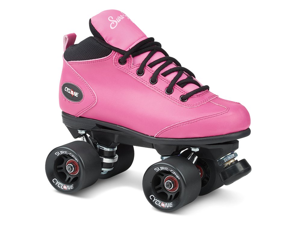 Sure-Grip Cyclone Pink Roller Skates for Women - Outdoor & Indoor Skating, Rink, Fitness, Roller Derby - High-Performance Quad Skates with Comfortable Fit