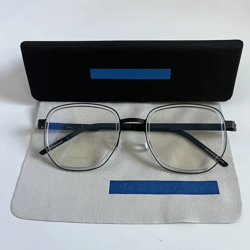Aimee Unisex Full Rim Square Screwless Titanium Acetate Eyeglasses 9758 - Lightweight Durable Glasses for Work, Reading & Everyday Use