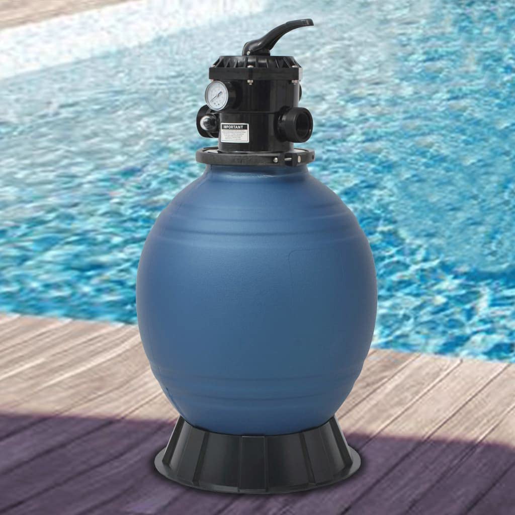 18 Inch Sywamol Pool Sand Filter with 6-Position Valve - Blue | Perfect for In-Ground & Above Ground Swimming Pools, Spas, and Backyard Water Filtration Systems