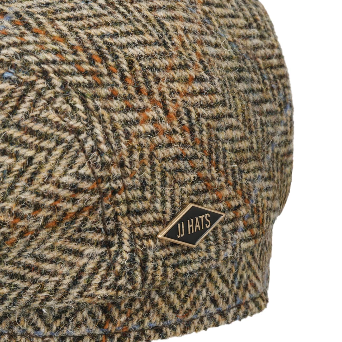 JJ Hats Men's Classic Driver Cap in Premium Harris Tweed - Stylish Vintage Flat Cap for Outdoor, Golf, and Casual Wear