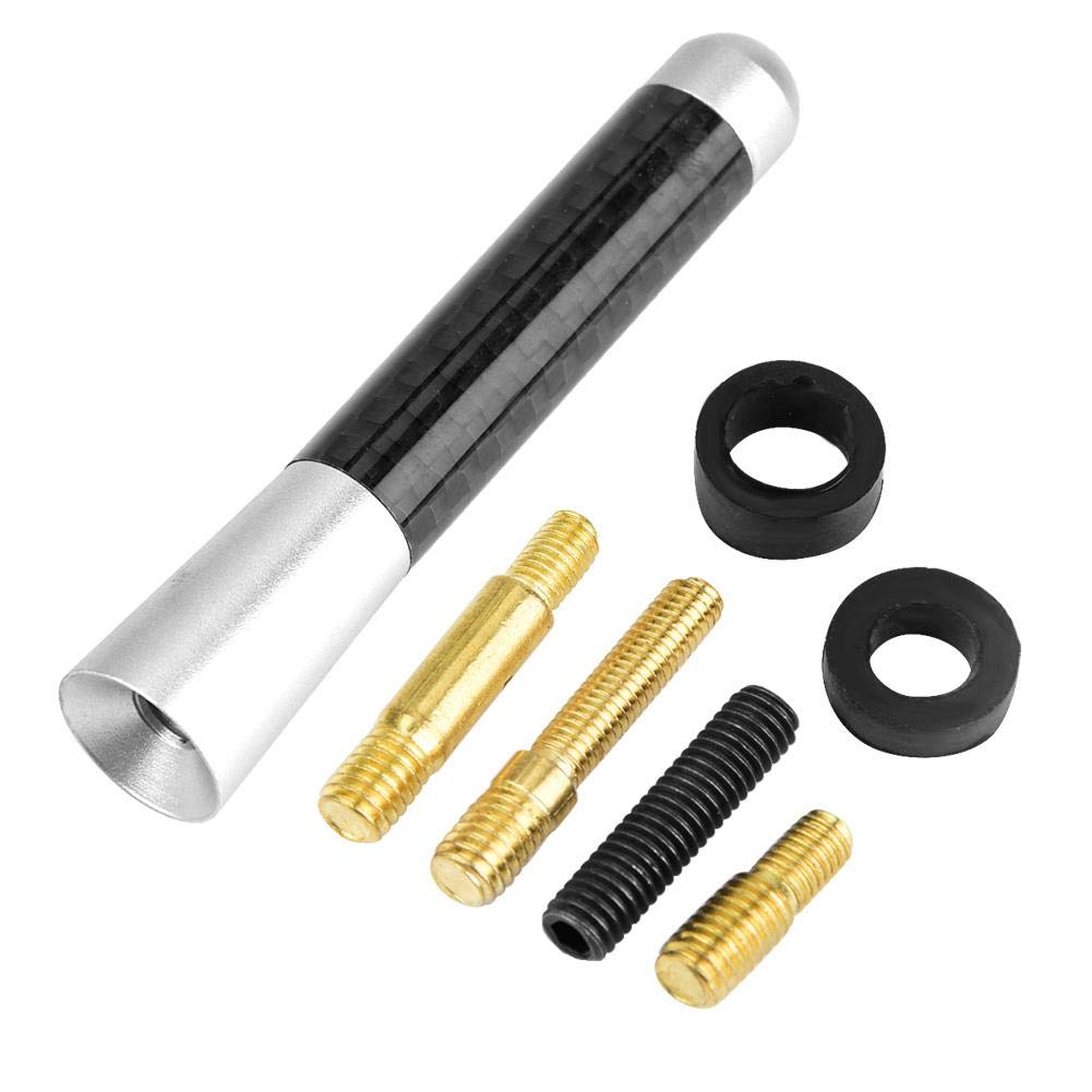 3 Inch Carbon Fiber Universal Car Antenna - Screw-on Short Radio Antenna Replacement for Vehicle Modification (Silver) | Perfect for Improved FM/AM Reception & Car Aesthetic Upgrades