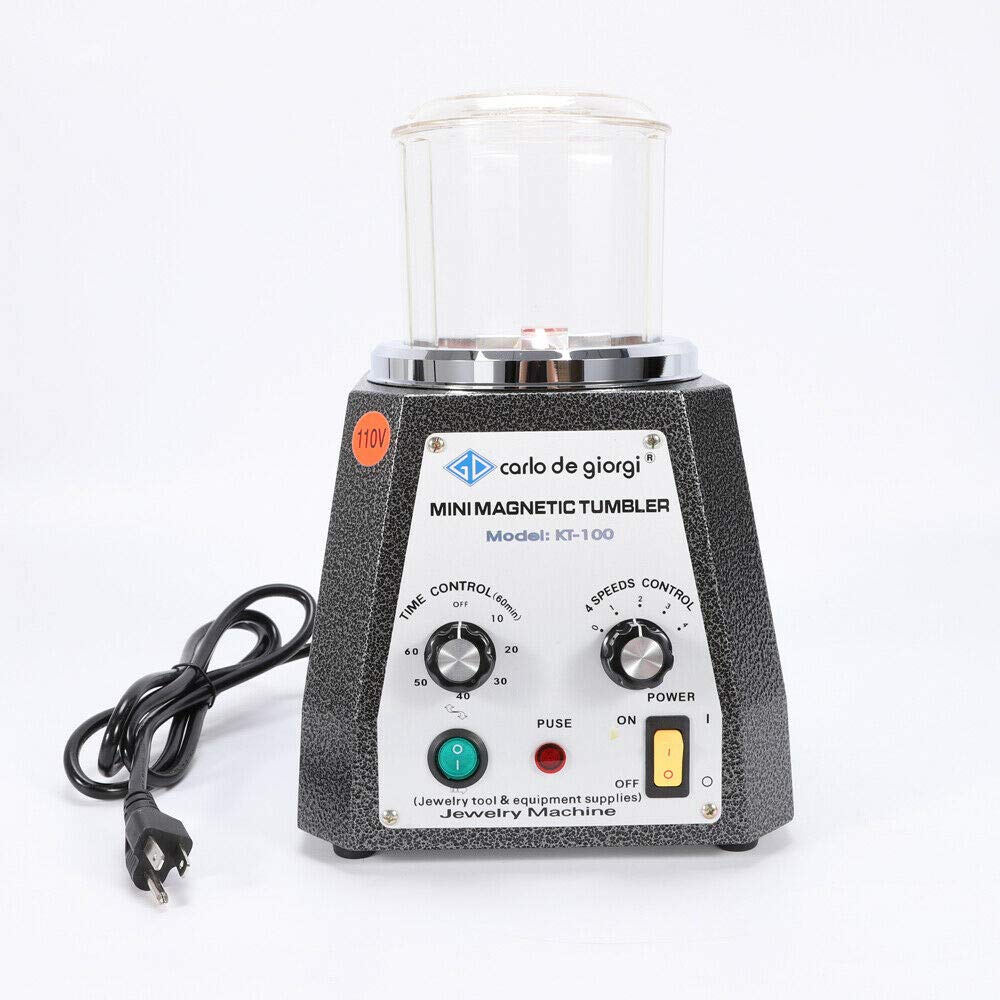3.93 Inch Mini Magnetic Jewelry Polisher Tumbler - 4 Speed Control (2000 RPM) for Grinding & Polishing Gemstones, Diamonds & Metals | Compact 100mm Magnetic Finishing Machine for Jewelry Makers & DIY Enthusiasts | Perfect for Home Workshops & Professional Jewelry Studios
