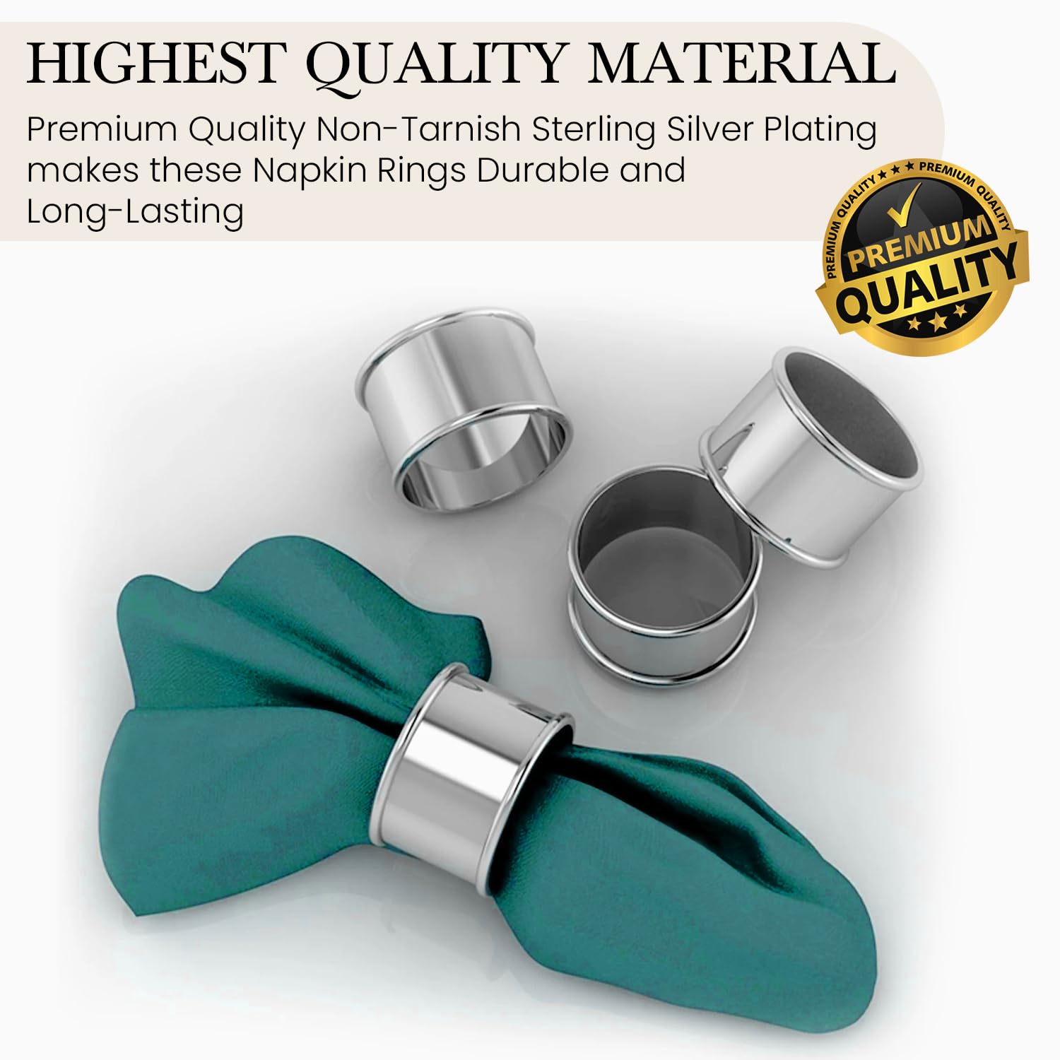 Elegant Engravable Silver-Plated Napkin Rings for Wedding & Dining - Personalized Stainless Steel Napkin Holder Set in Premium Gift Box | Perfect for Formal Dinner Parties, Holiday Tablescapes & Bridal Shower Decor