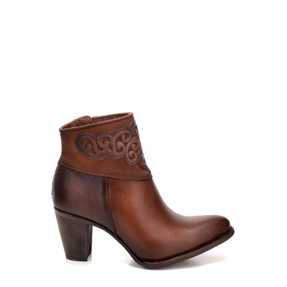 3F04NA Women's Fashion Cowboy Leather Ankle Boots - Honey Brown - Western Style for Everyday Wear & Country Outfits