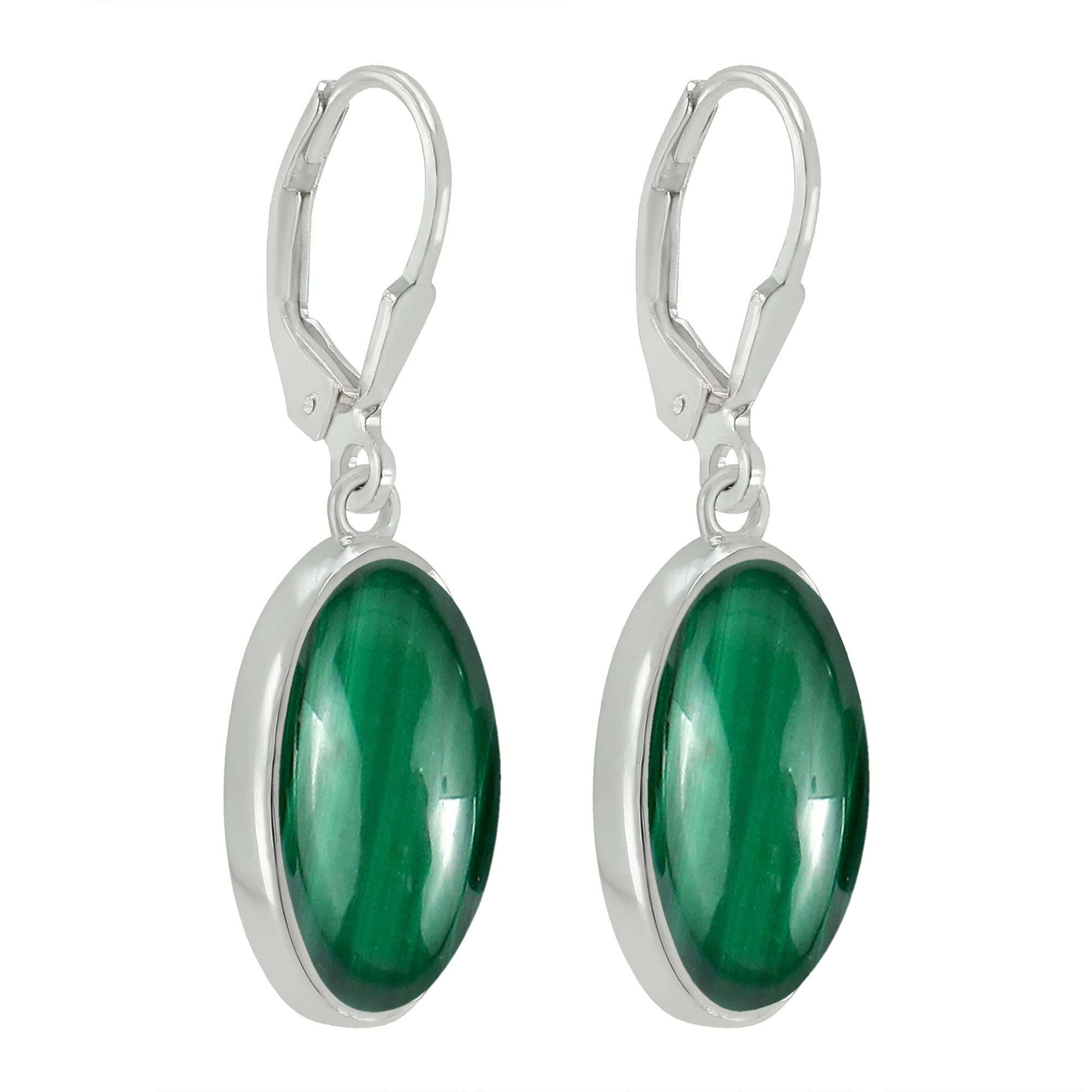 TISHAVI Natural Oval Gemstone Dangle Drop Earrings - 925 Sterling Silver Birthstone Jewelry for Women - Handmade Leverback Earrings for Mom, Wife, Sister - Perfect for Weddings, Anniversaries & Gift Giving