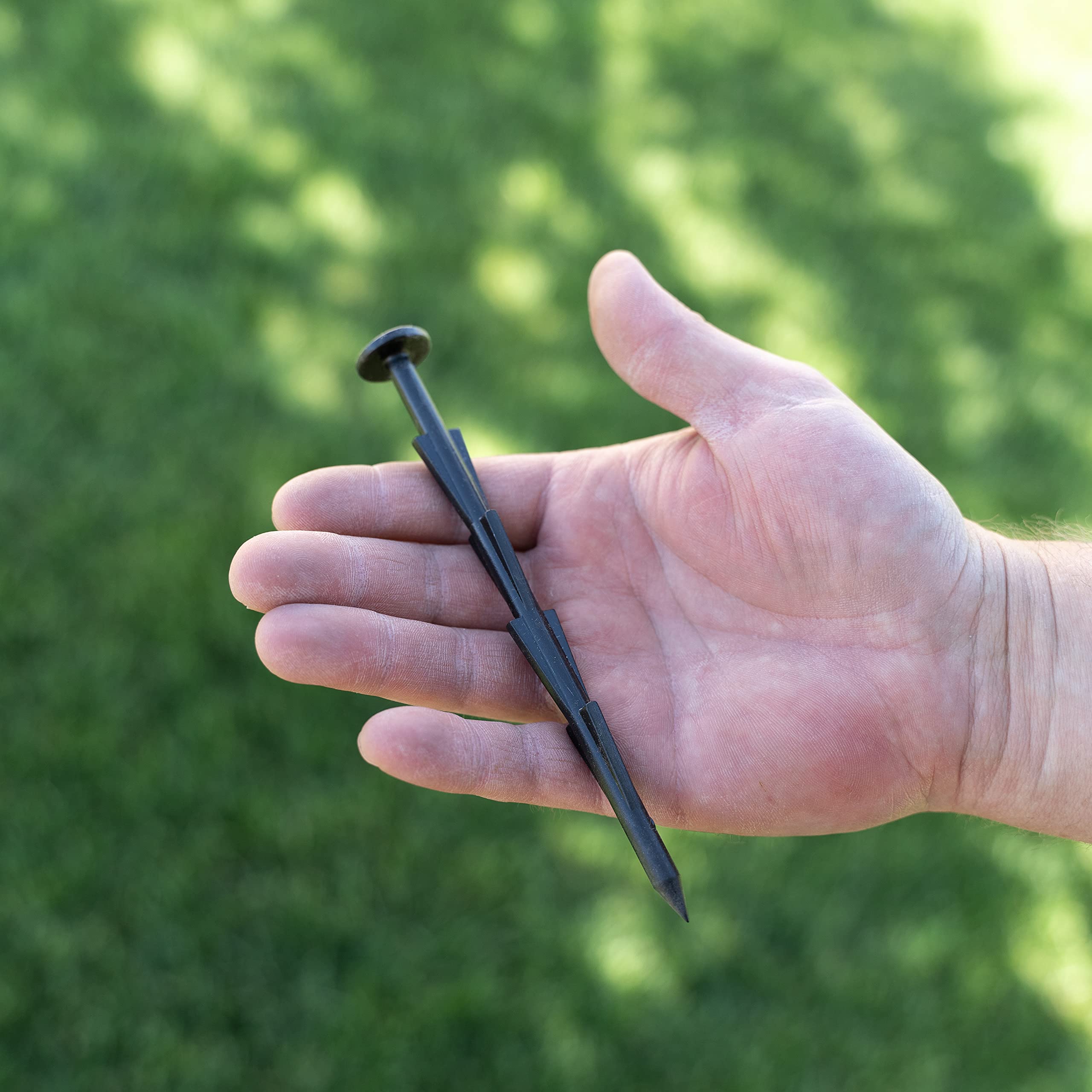 Mighty-Spikes™ 20-Pack Black Garden Stakes – 6 Inch Super Strong Rust & Break Resistant – USA Made Patented Design for Landscaping, Turf, Tarps, Tents & Camping – Reusable Eco-Friendly Ground Spikes – Perfect for Securing Plants, Tarps, Outdoor Decor & Camping Gear