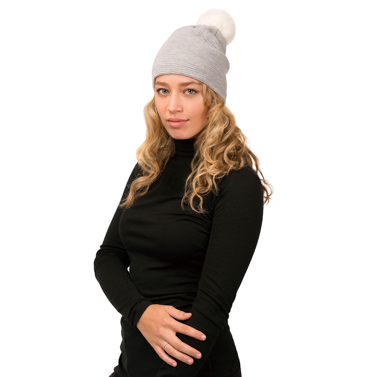 Loren Beanie Hat for Men & Women - Soft Winter Knit Beanie in Grey & White - Warm Unisex Skull Cap for Cold Weather, Outdoor Activities, and Casual Wear