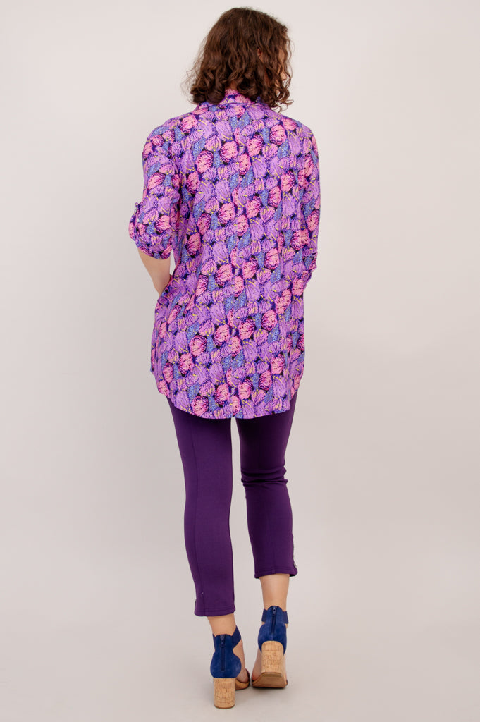 Celine Blouse with Petals Design - Soft Linen Bamboo Fabric for Women - Perfect for Office Wear & Summer Outfits