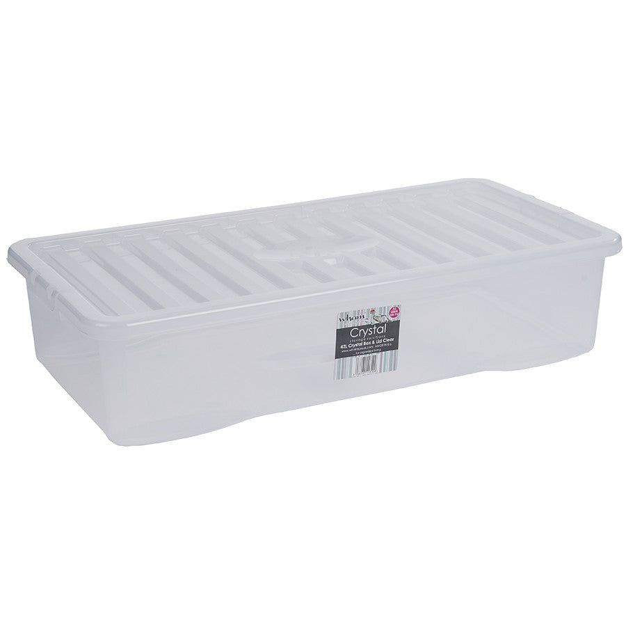 42L Clear Plastic Storage Box with Lid - Perfect for Organizing, Moving & Home Storage