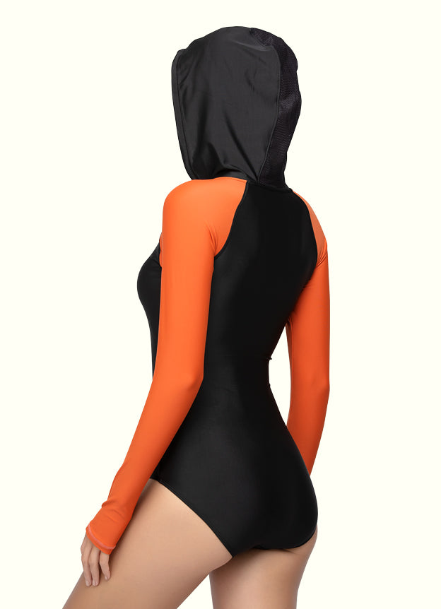 Classic Front Zip Hooded Long Sleeve One Piece Jumpsuit for Women - Casual Wear, Lounge Outfit & Street Style Fashion
