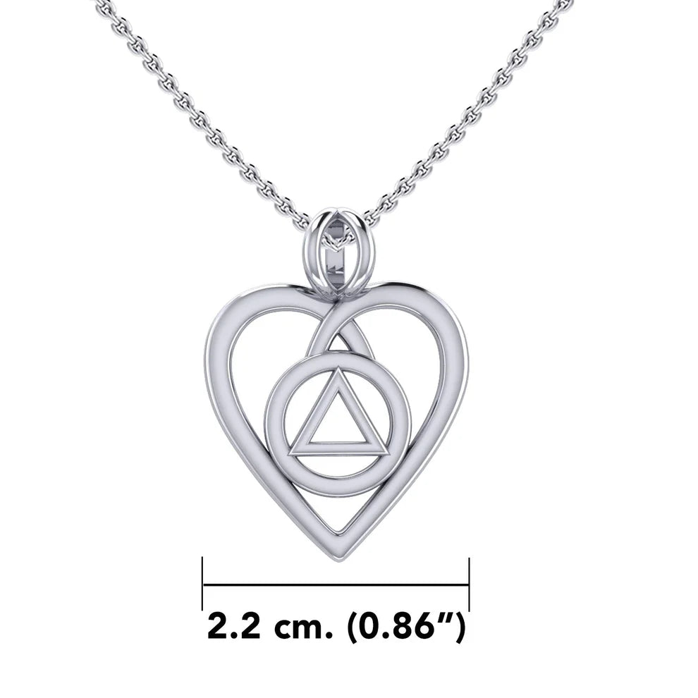 AA NA Recovery Pendant - Sterling Silver Heart Charm with Adjustable 18