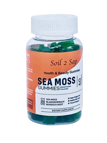 Organic Sea Moss Gummies with Bladderwrack & Burdock Root - Immune Support & Thyroid Health Supplement - Vegan, Non-GMO, Gluten-Free - Perfect for Daily Wellness & Detox Routine